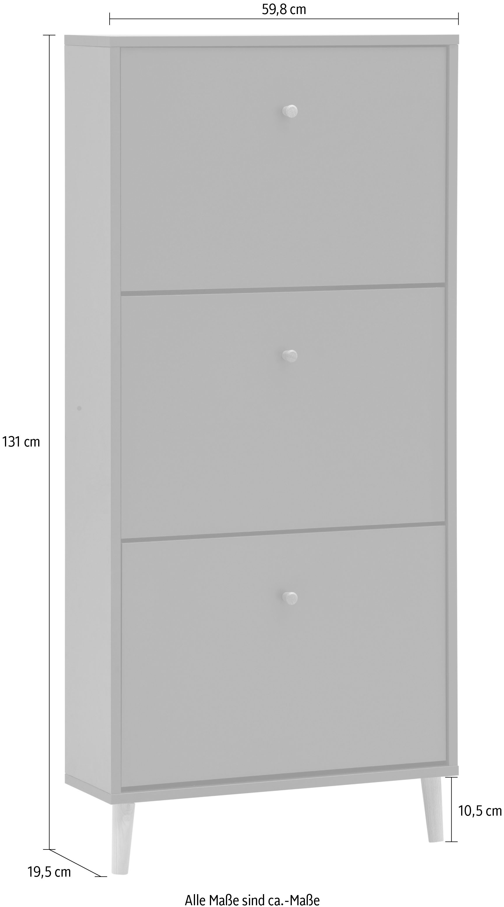 Schildmeyer Schuhschrank »Bjarne, Breite 59 cm«, Griffe und Möbelfüsse aus Massivholz, Platz für bis zu 9 Paar Schuhe