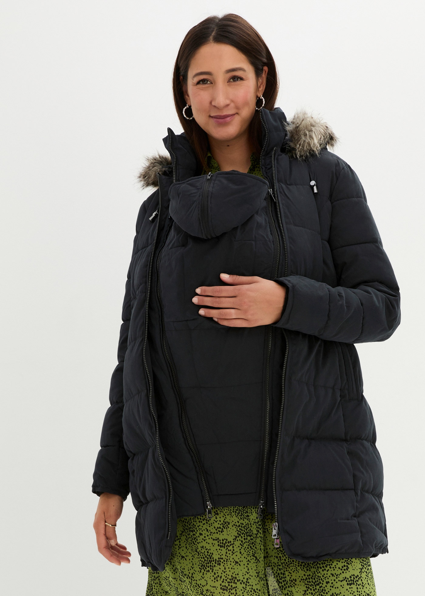 Image of bonprix Umstandsjacke "3-in-1 warm wattierte Umstands- und Tragejacke" mit Kapuze 3-in-1 Tragefunktion für Schwangerschaft und Babytragen