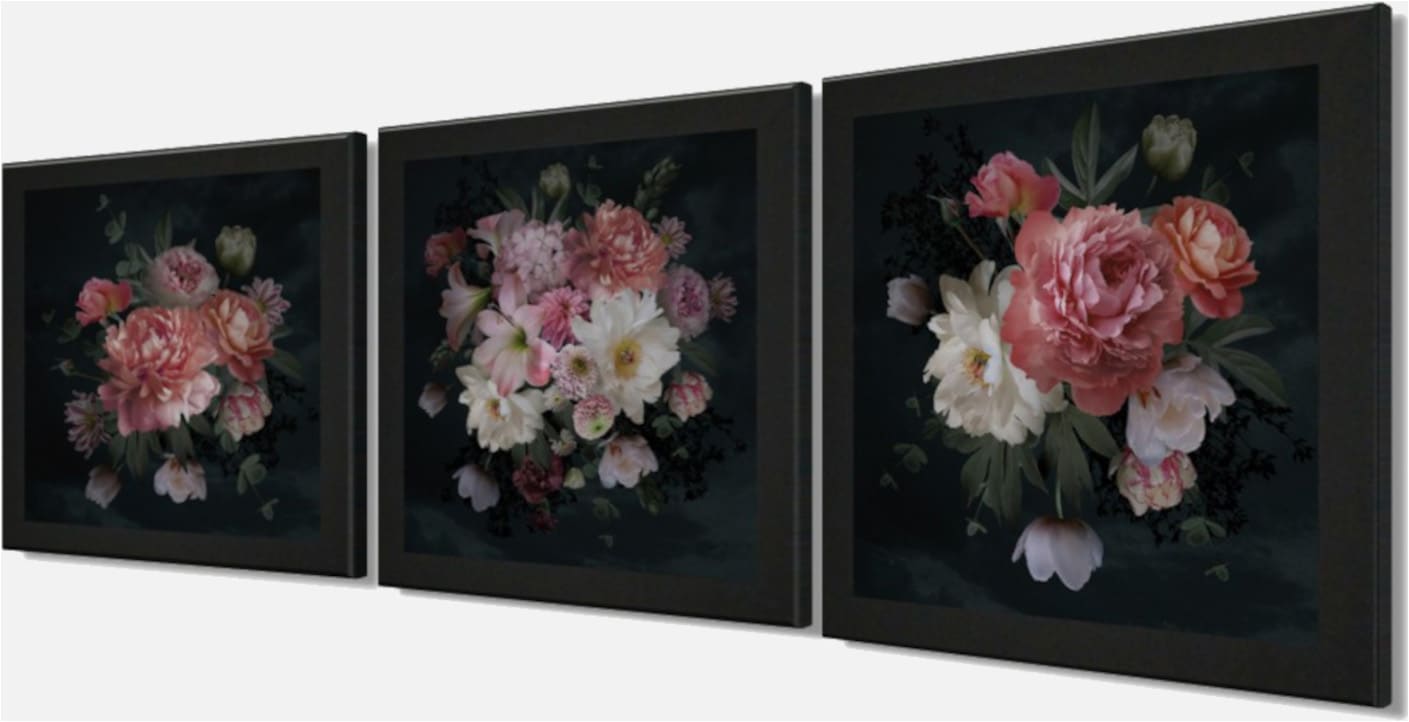 Bönninghoff Bild mit Rahmen »3er-Set gerahmte Bilder BLUMEN 3x23x23 cm – Deko modern« Blumen Set, 1 Stk. tlg. mehrteiliges Bilder-Set, harmonisch aufeinander abgestimmt