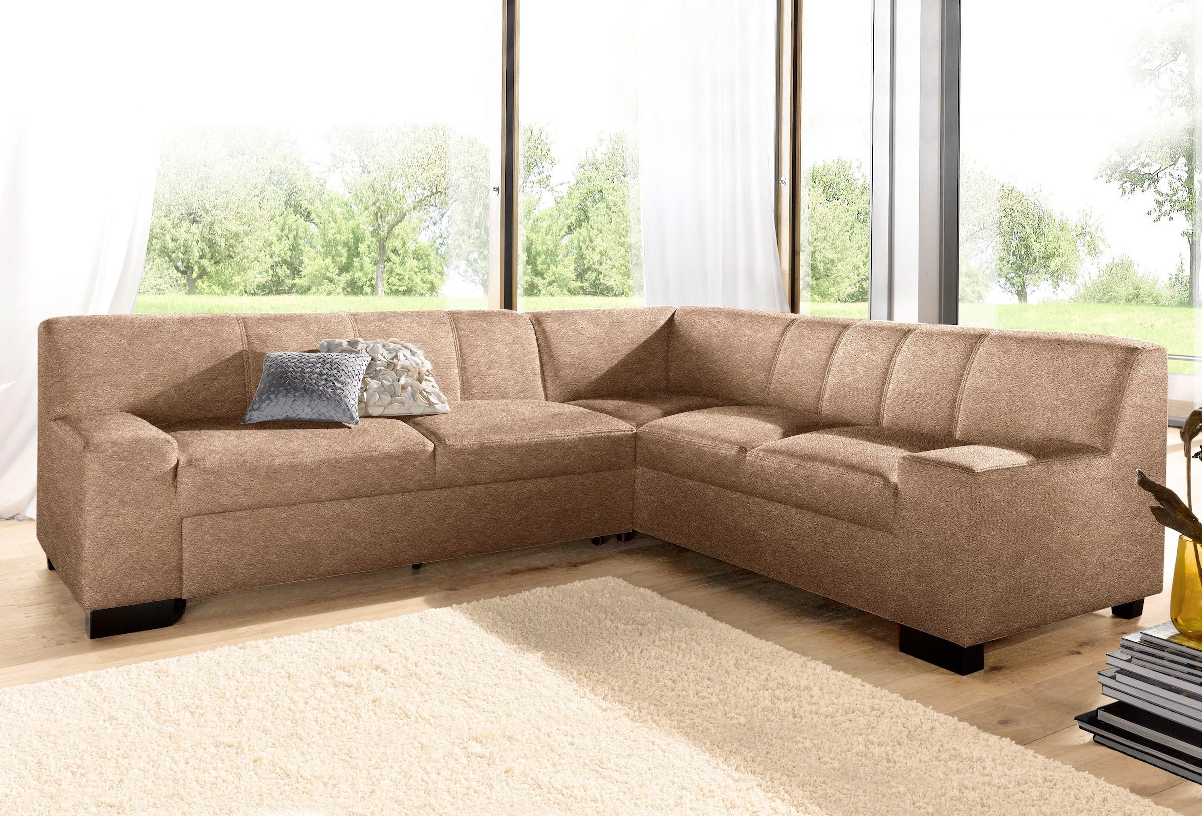 DOMO collection Ecksofa »Norma, moderne Armlehnen, zeitlos und elegant, L-Form«, wahlweise mit Bettfunktion