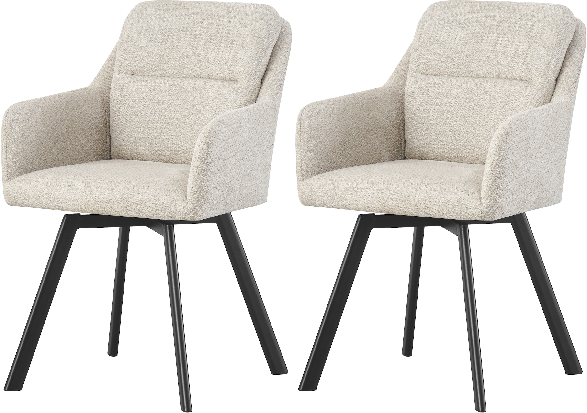 Home affaire Esszimmerstuhl »NEEPAWA, 2er Set, mit Metallgestell in matt schwarz« (Set) 2 Stk.in verschiedenen Farben, Belsatbarkeit pro Stuhl 120 kg, mit Armlehne