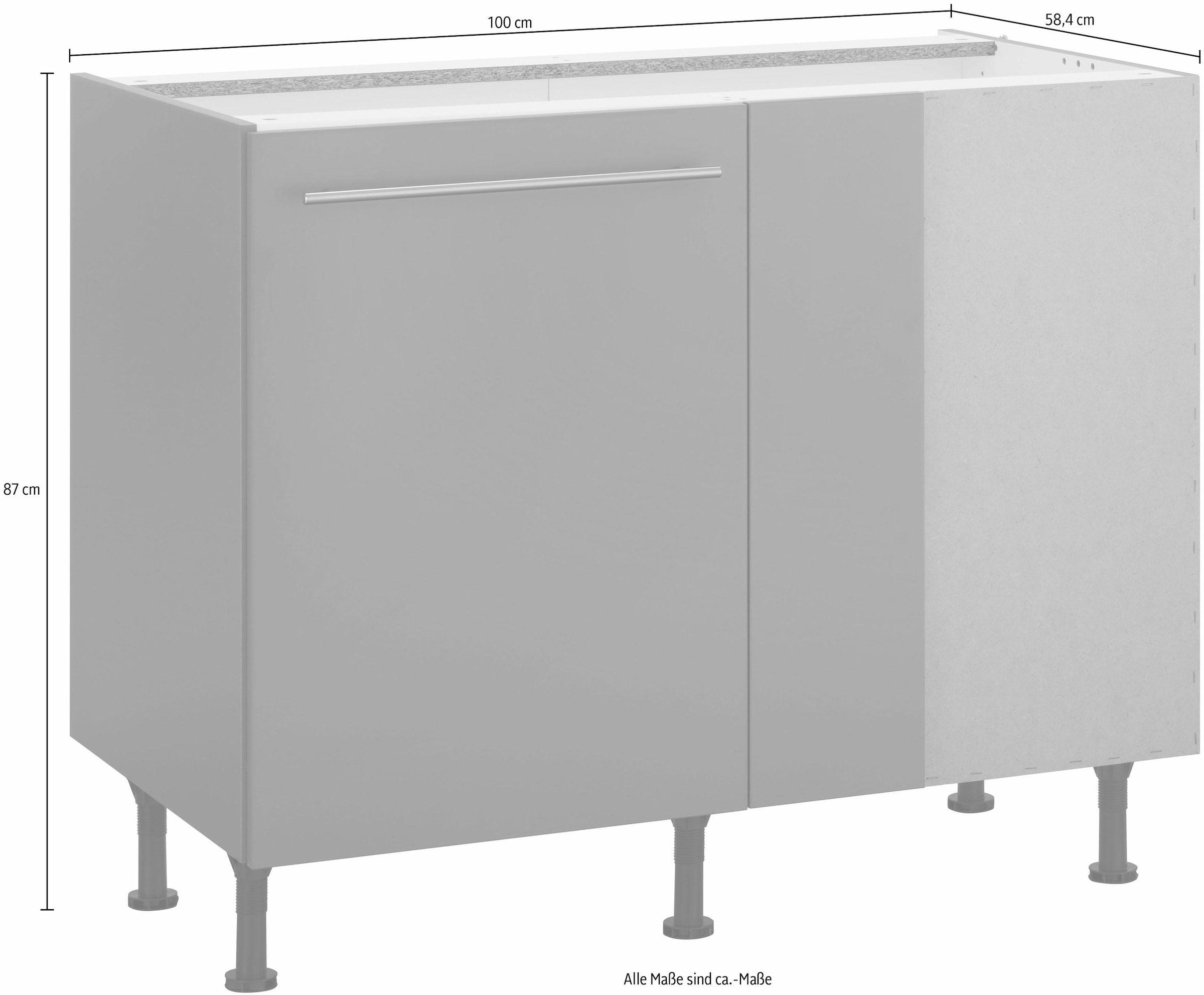 OPTIFIT Eckunterschrank »Bern« 100 cm breit, mit 1 Tür mit höhenverstellbaren Füssen, mit Metallgriff