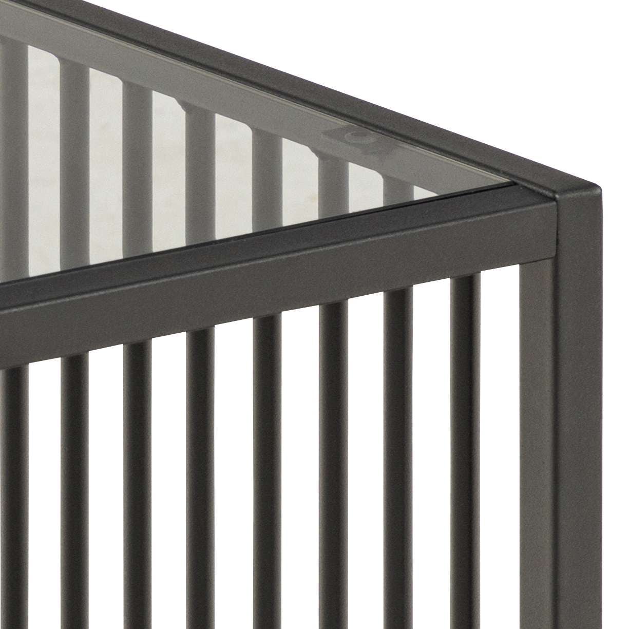 ACTONA GROUP »Strington, robuster Ecktisch im skandinavischem Design, robust« Ecktisch, Glas, pflegeleicht, vertikalen Metalllamellen, H: 63 cm