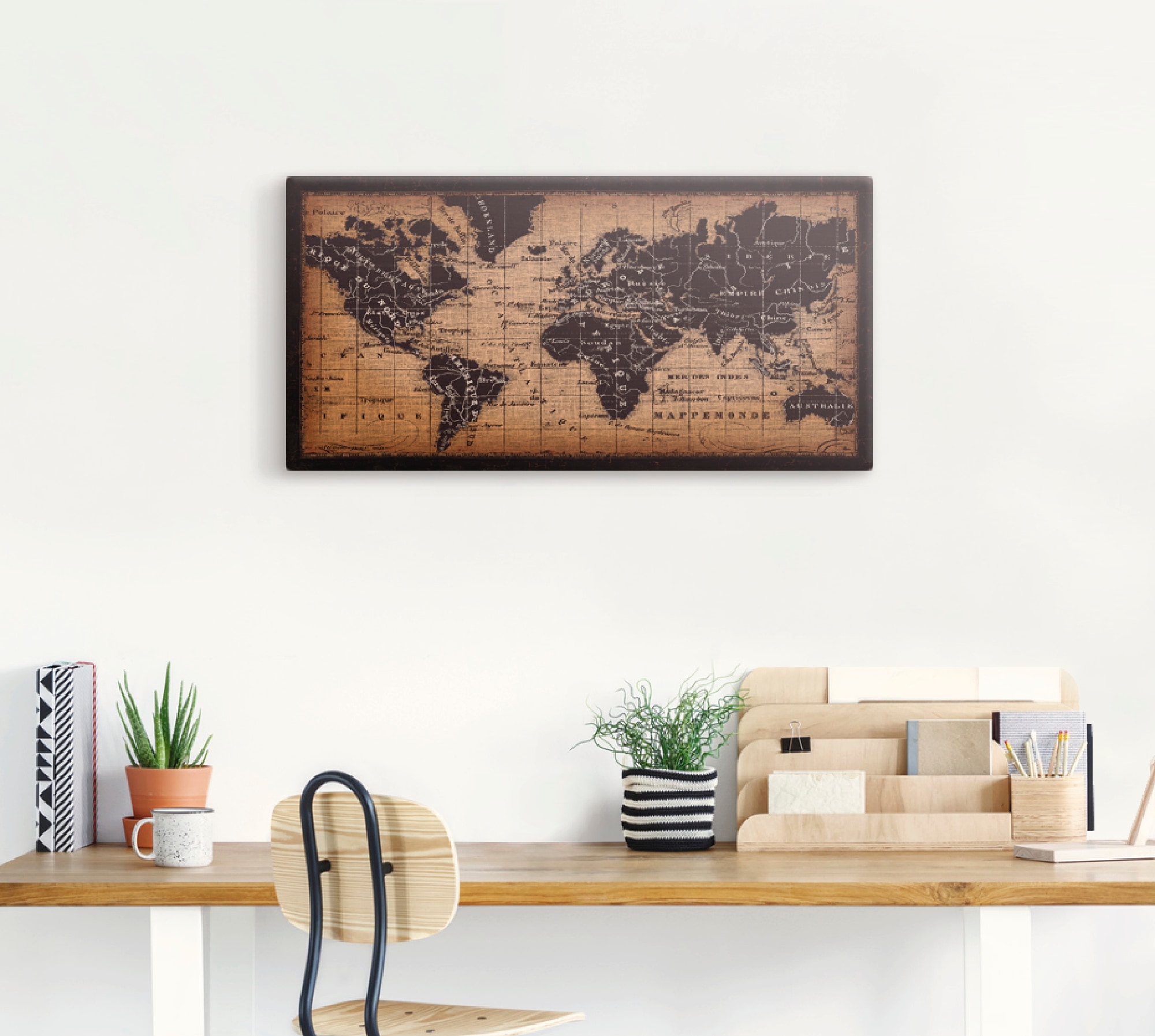 Landkarten, Grössen Weltkarte«, in versch. oder kaufen Wandbild St.), Leinwandbild, als Wandaufkleber Artland Poster (1 »Alte