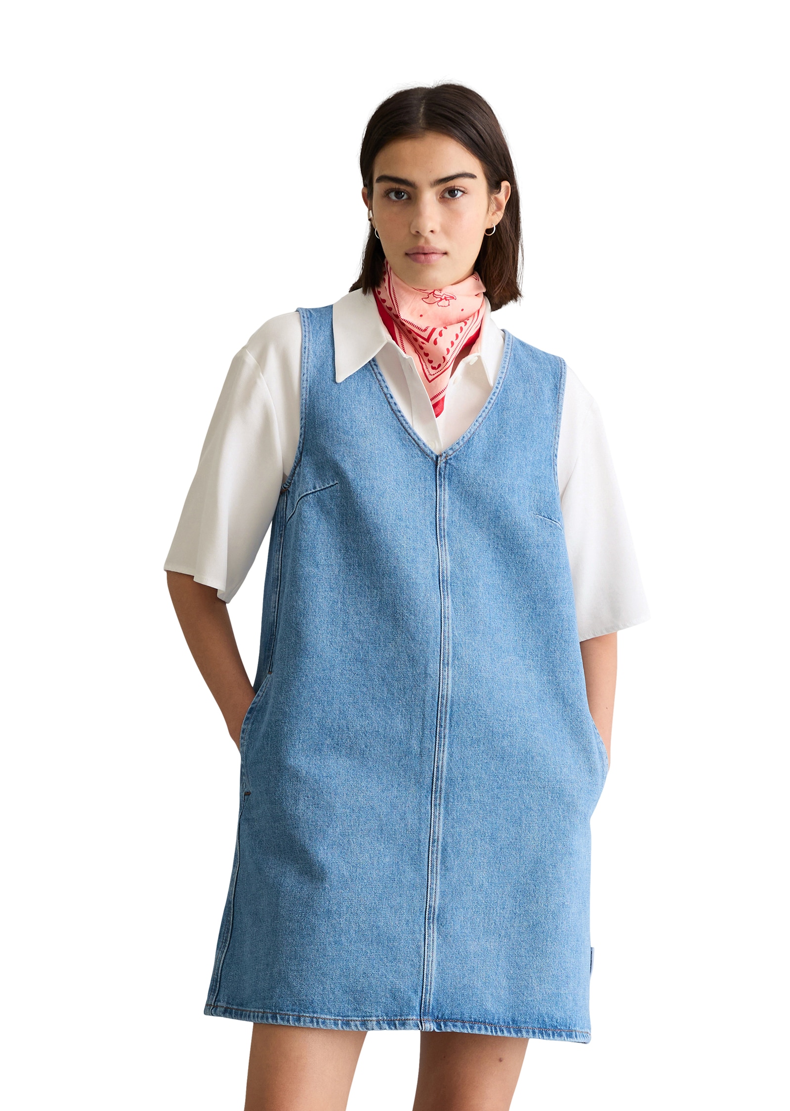 Image of Marc OPolo DENIM Jeanskleid Seitennahttaschen loose fit mit Ananasblattfasern