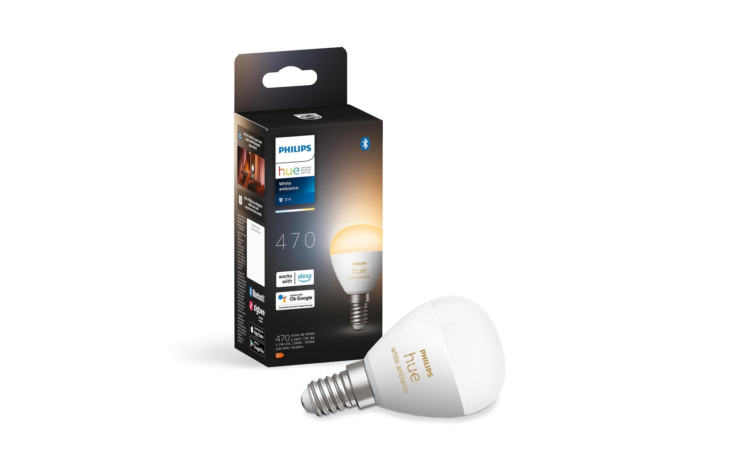 Philips Hue LED-Leuchtmittel »White Ambilight«, E14