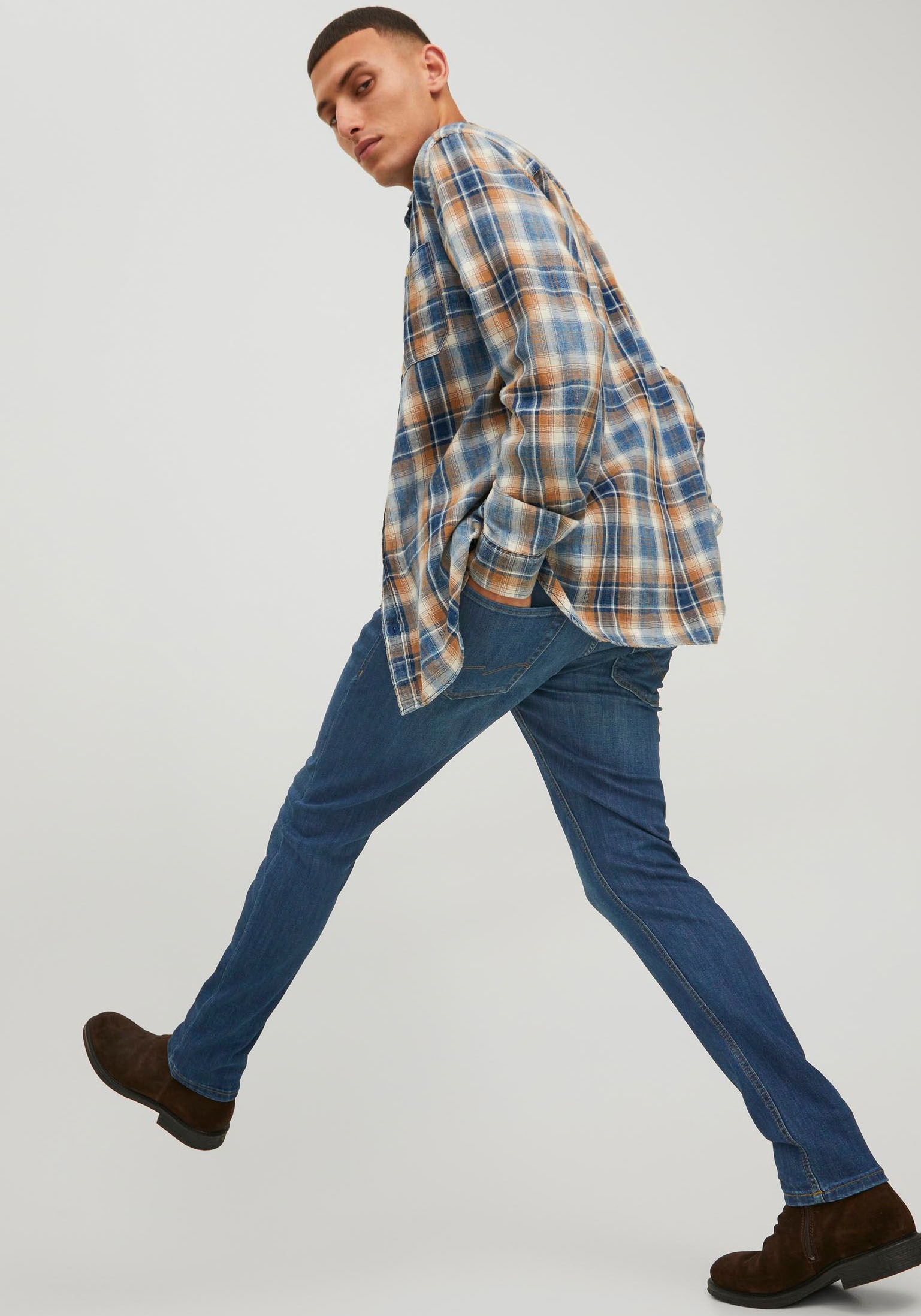 Jack & Jones Slim-fit-Jeans »JJIGLENN Slim-Fit mit Stretch und praktischer 5-Pocket-Form«, mit Abriebeffekten