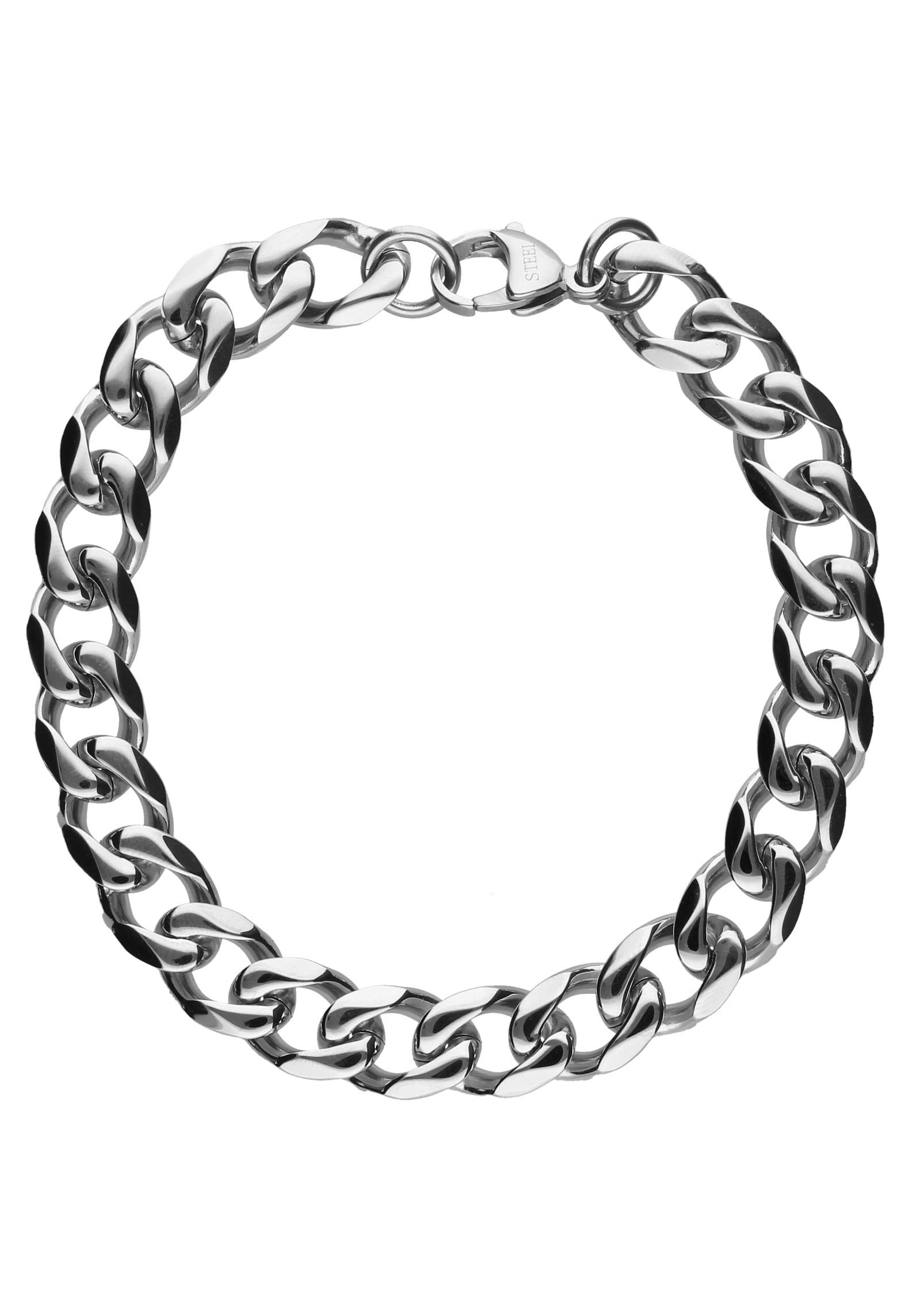 Edelstahlarmband »In Panzerkettengliederung, 10 mm breit, Glanzoptik, massiv«