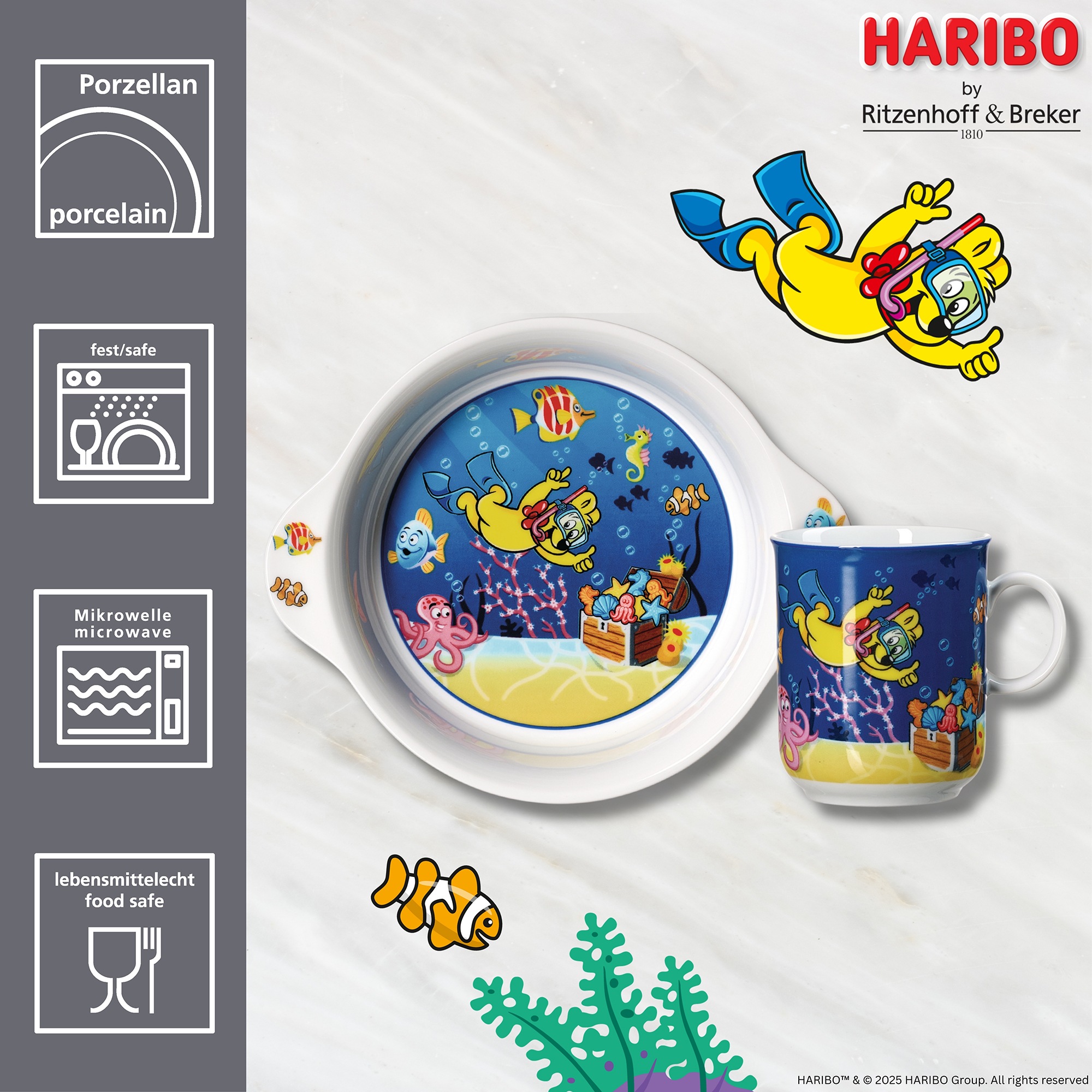 Ritzenhoff & Breker Kindergeschirr-Set »HARIBO Seaworld, 2-teilig« spülmaschinenfest