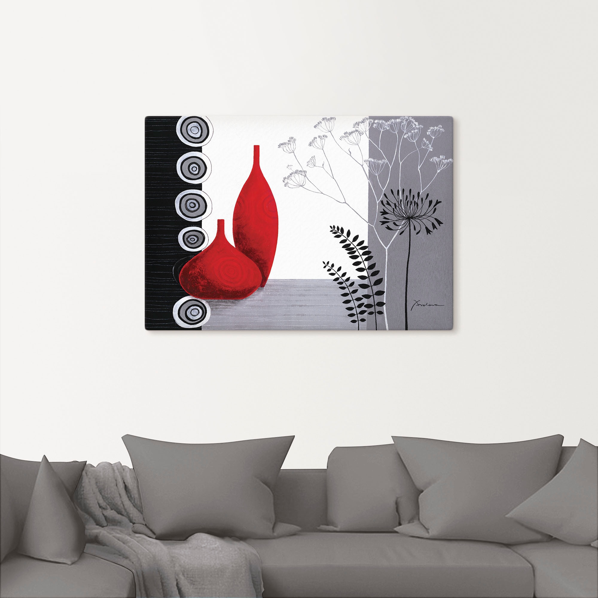 Artland Wandbild »Rote Vasen«, Vasen & Töpfe, (1 St.), als Leinwandbild, Poster in verschied. Grössen