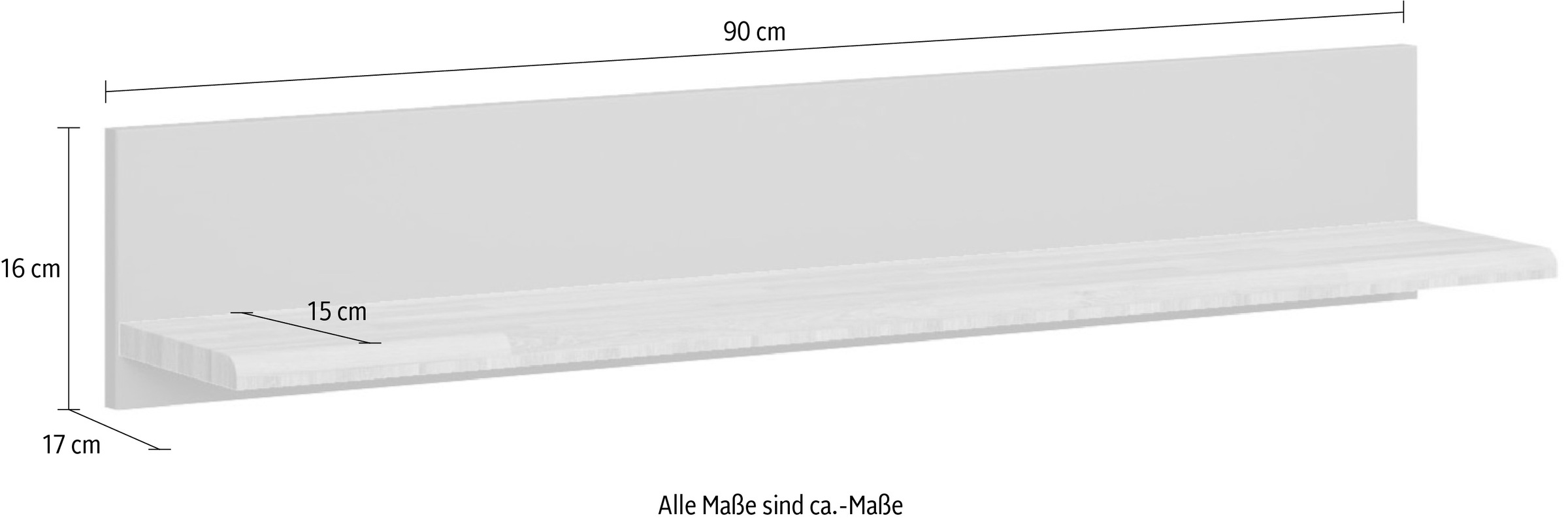 Home affaire Wandregal »Ribe,2er Set,teilmassiv mit massiver Ablagefläche, Breite: je 90 cm«, (Set, 2 St.), Ablageflächen Eiche massiv