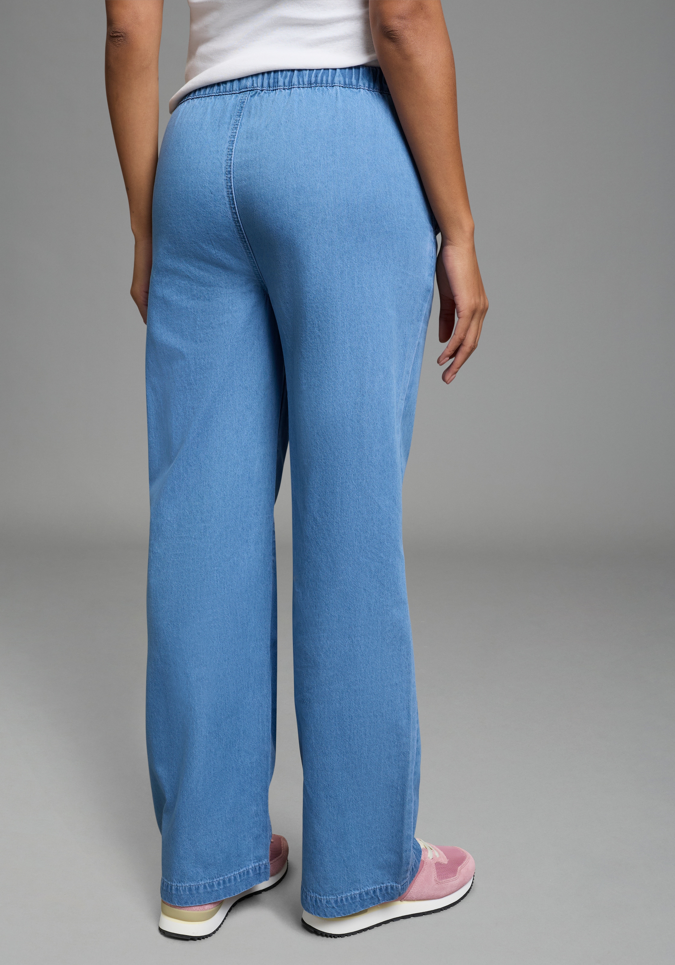 KangaROOS Weite Jeans weiteres Bein, hohe Leibhöhe, elastischer Bund mit Gummizug