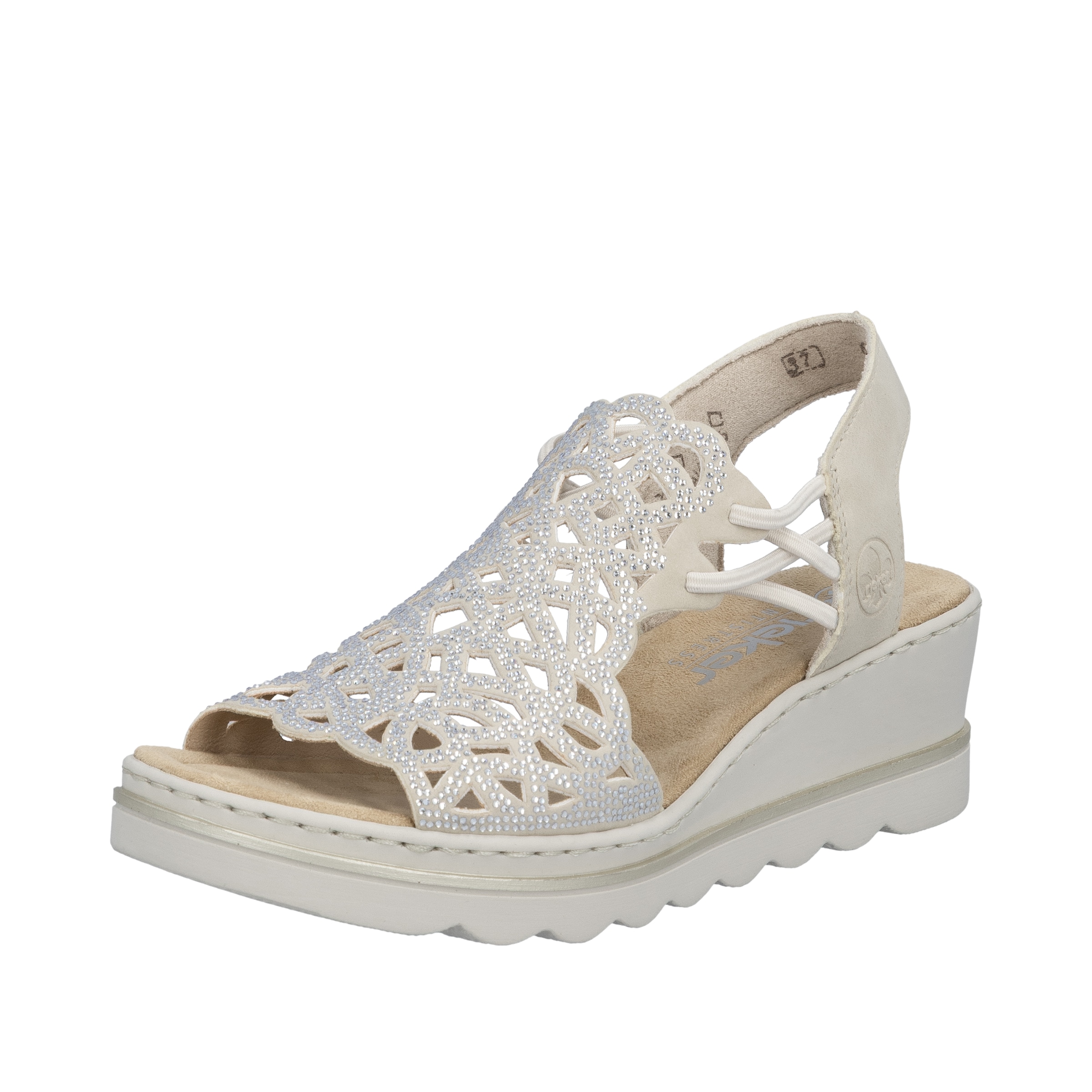Image of Rieker Keilsandalette Sommerschuh, Plateausandale, Schlupfschuh mit Schmucksteinchen