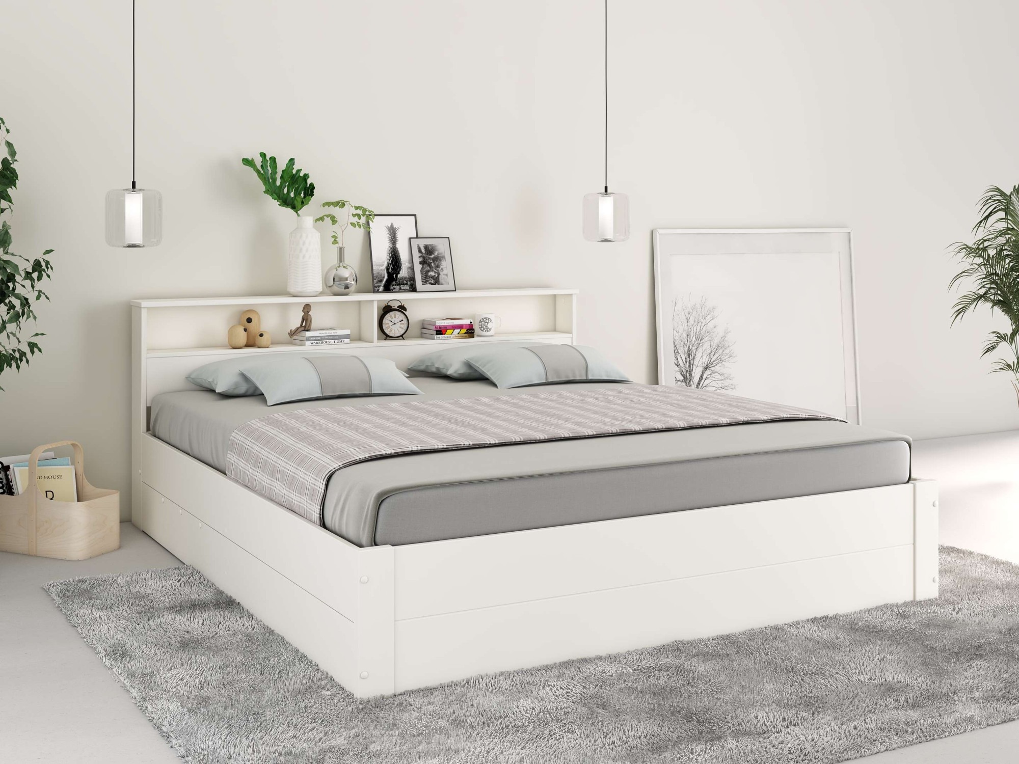 Image of GOODproduct Stauraumbett "MAREILLES, Bett, Made in Europe, FSC zertifiziertes Massivholz" 140x200cm und 180x200cm, Massivholz, Hebemechanismus, Stauraum im Kopfteil und unter dem Bett