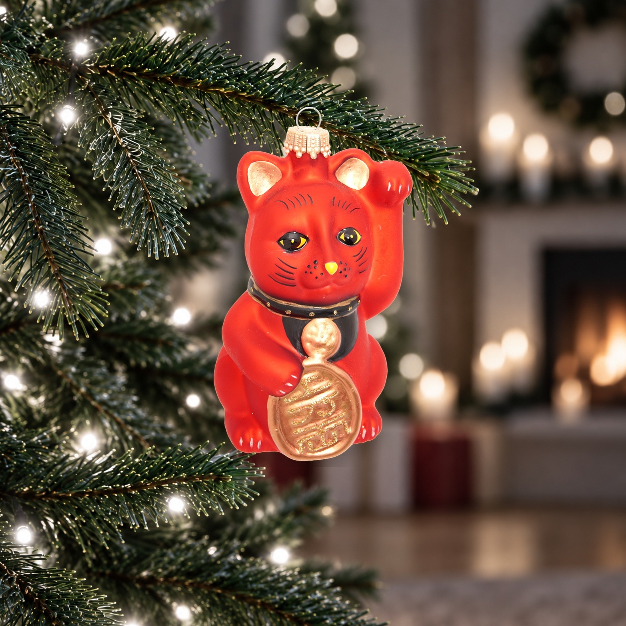 Krebs Glas Lauscha Christbaumschmuck »Maneki-Neko« Glas, 1 Stück