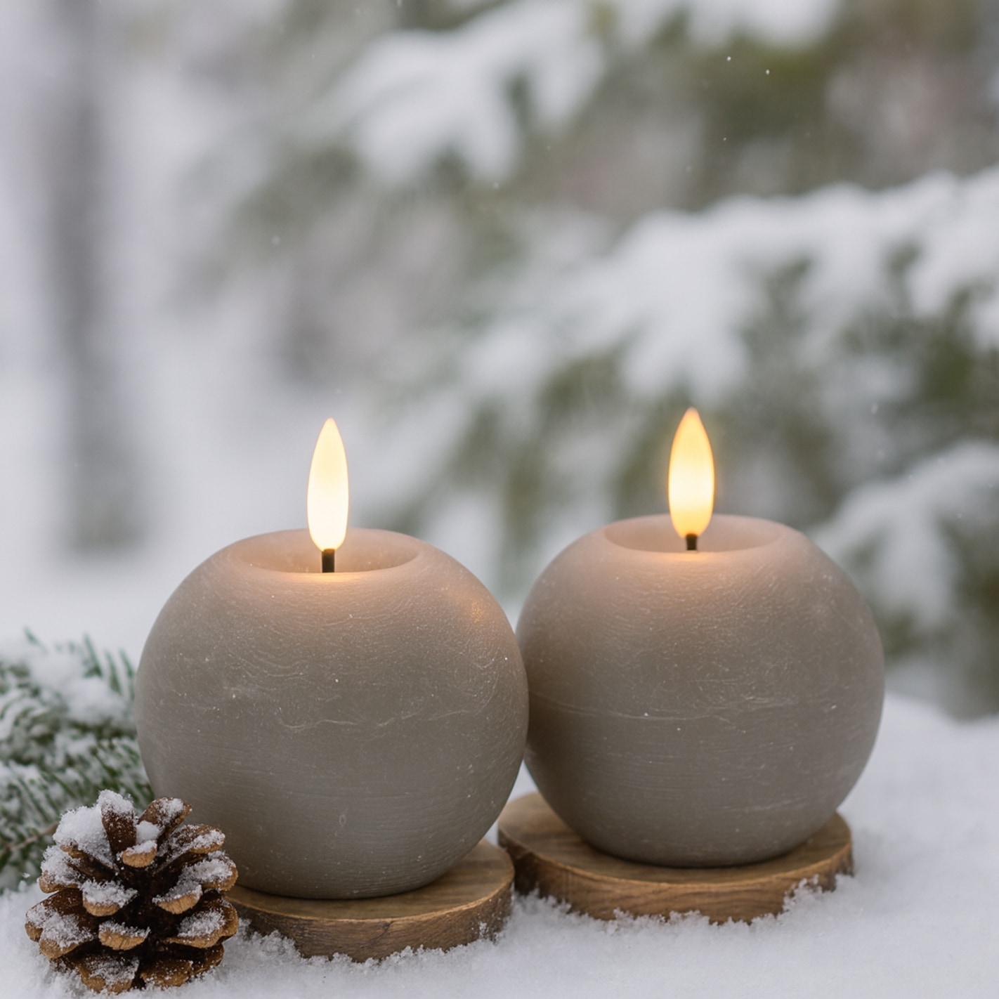 I.GE.A. LED-Kerze »LED Echtwachskerze 2er Set« Mit Timer Flackernd Stumpenkerze Adventskerzen Adventskranz