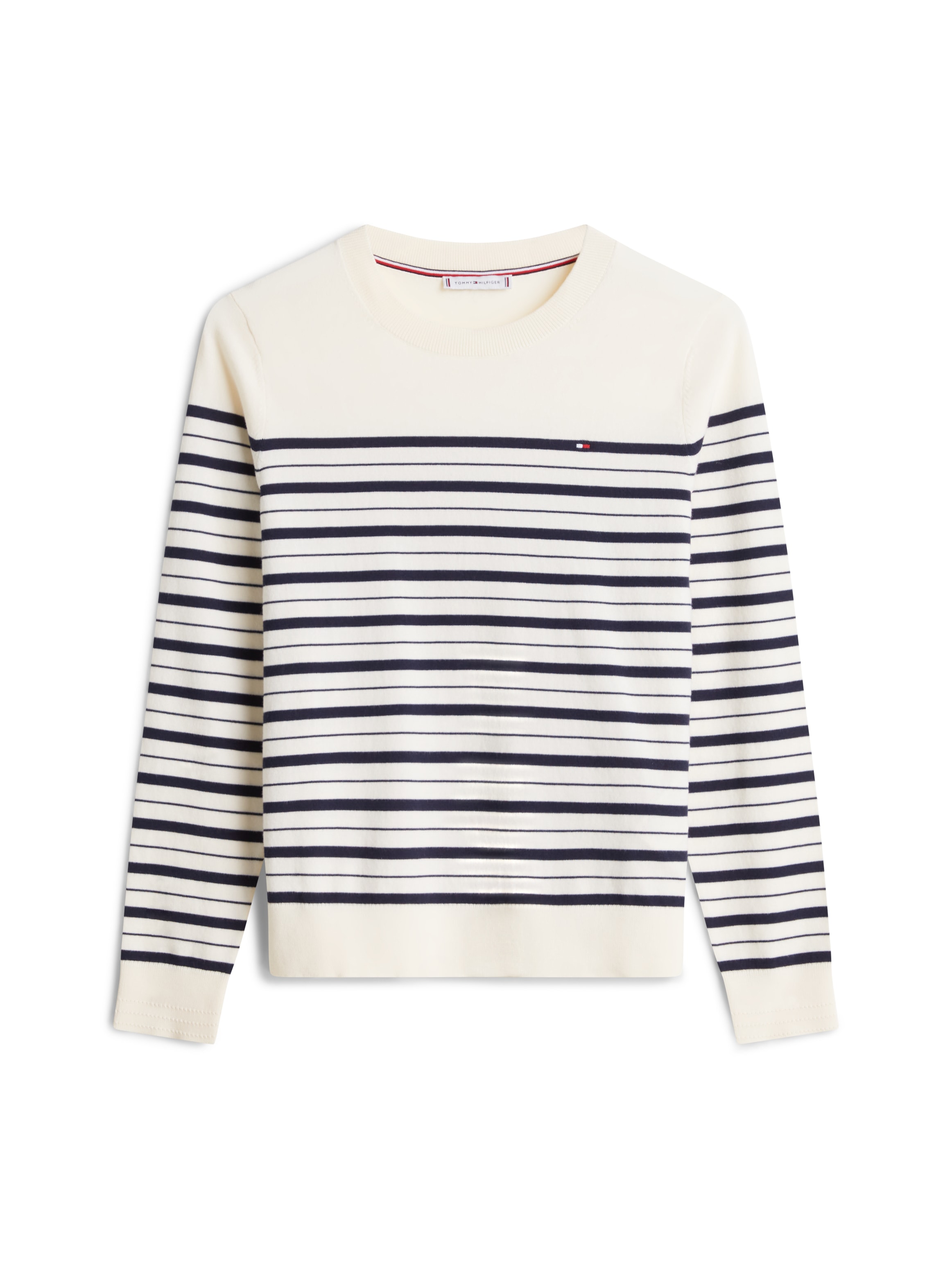 Tommy Hilfiger Rundhalspullover »CO JERSEY STITCH LS C-NK SWT« mit Logostickerei