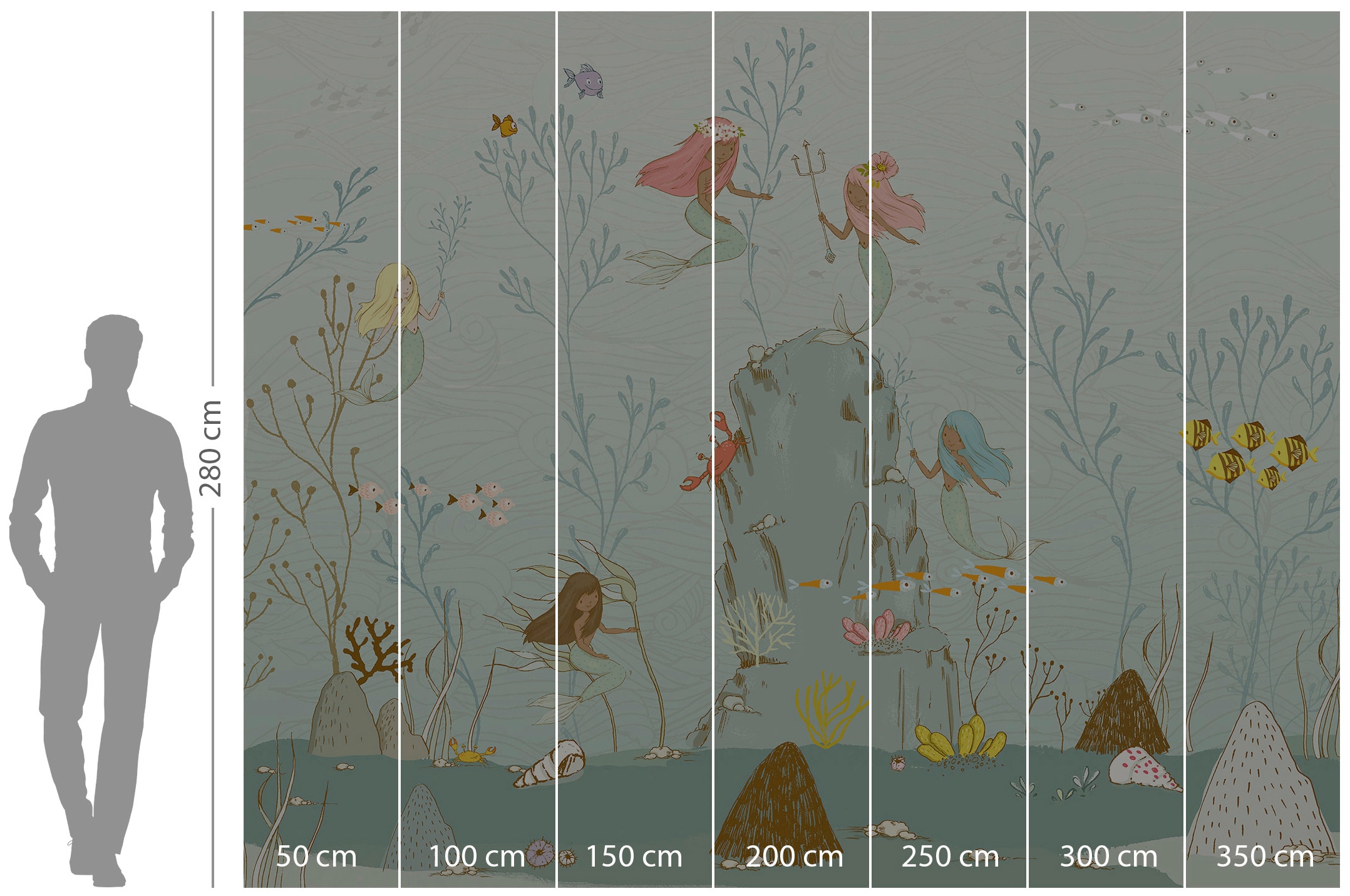 Komar Vliestapete »Digitaldruck Vlies - Mermaids - Grösse 350 x 280 cm«, bedruckt, Kinderzimmer