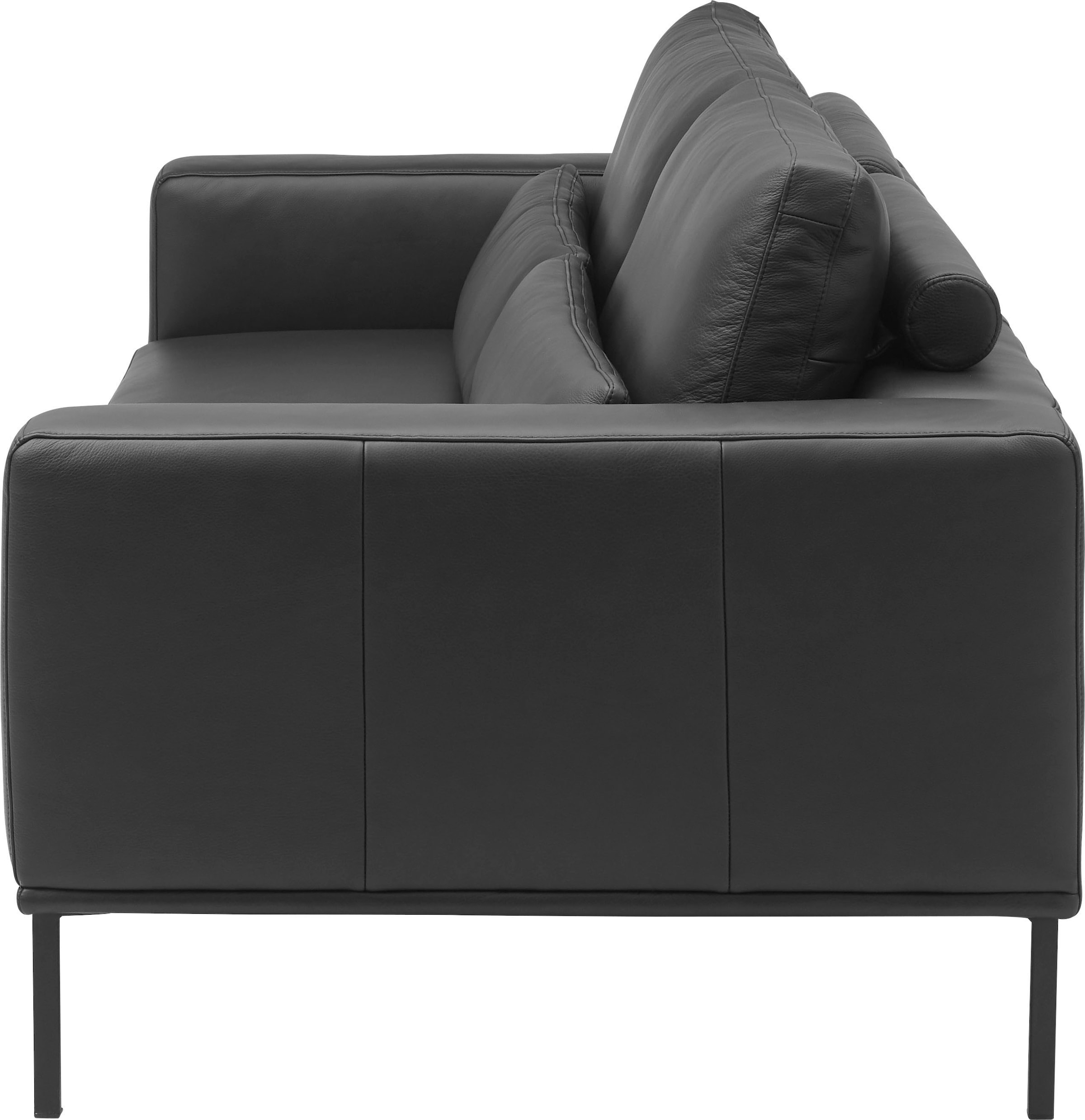 Musterring 2,5-places »JustB!PM100, 202 cm breit, aus hochwertigem Leder« au choix avec coussin lombaire et extension de siège motorisée, pied en métal noir