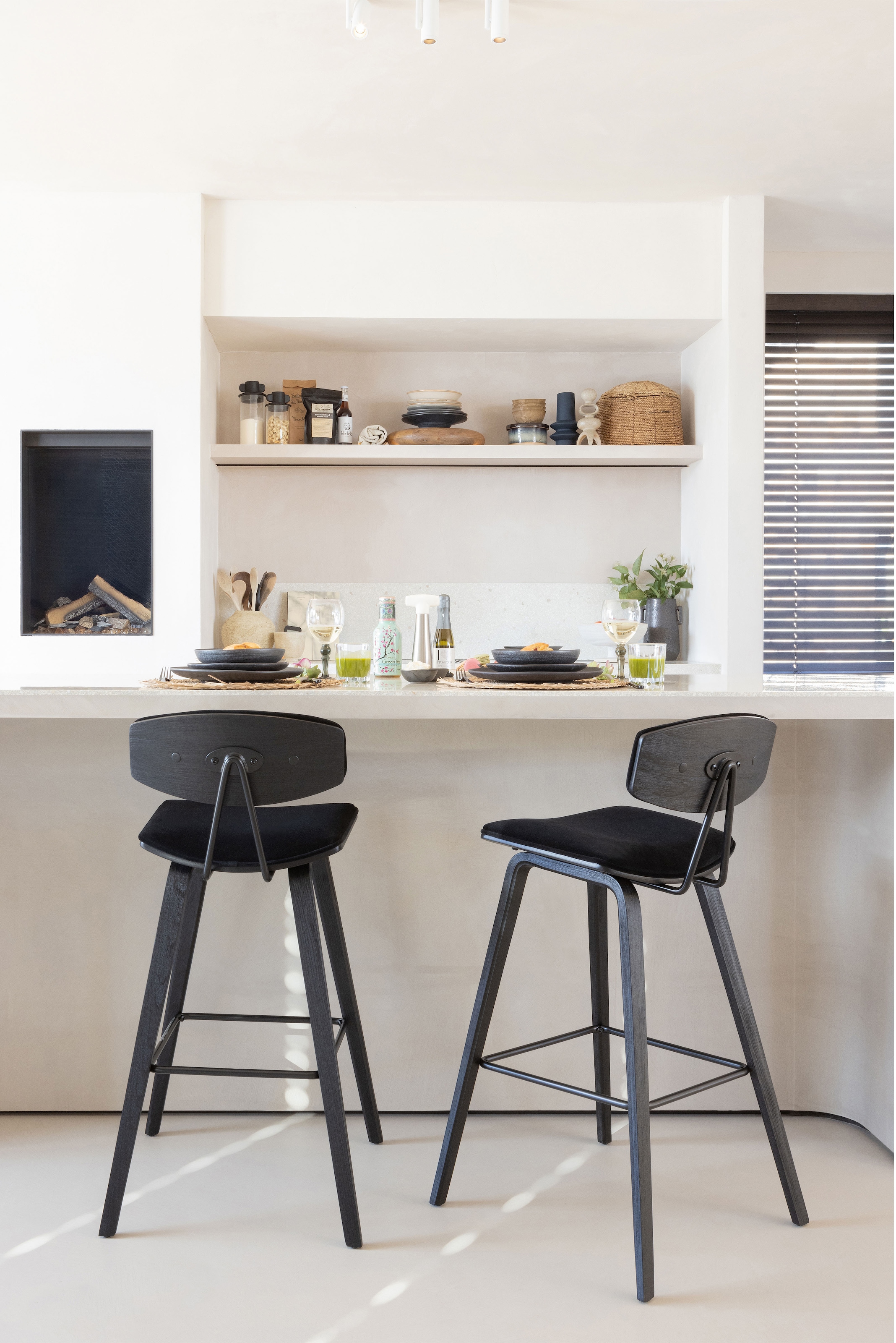 WOOOD Barhocker »Senn« 2 Stk. tlg. Sitzfläche aus Samt, H 94 cm x B 41 cm