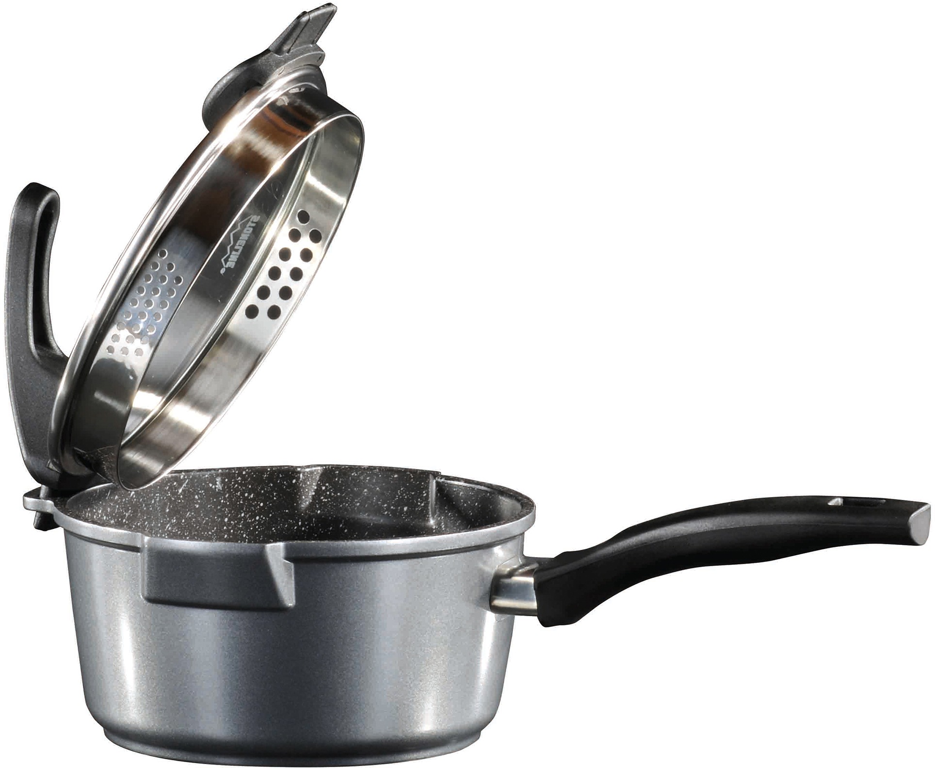 Image of STONELINE Kasserolle »STONELINE® FUTURE Stielkasserolle 18 cm, mit Sieb-Glasdeckel, induktionsgeeignet«, Aluminiumguss, (1 tlg.), Ø 18 cm, Induktion bei Ackermann Versand Schweiz