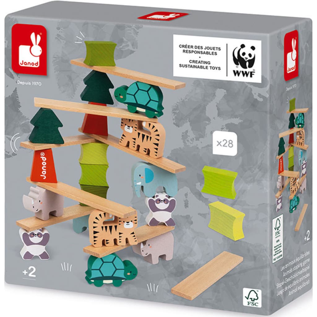 Janod Stapelspielzeug »WWF® Stapel- & Geschicklichkeitsspiel - Tiere & Bäume«