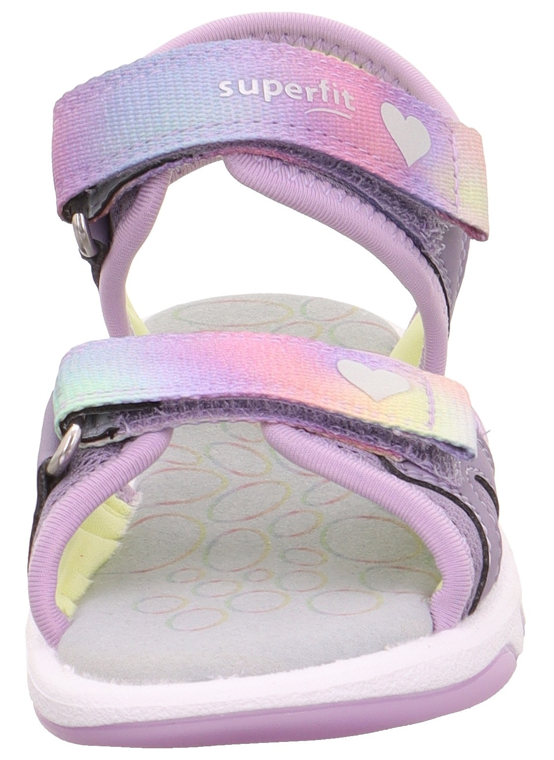 Superfit Sandale »PEBBLES WMS: mittel«, Sandalette mit süssem Glitzerverschluss, Grössenschablone zum Download