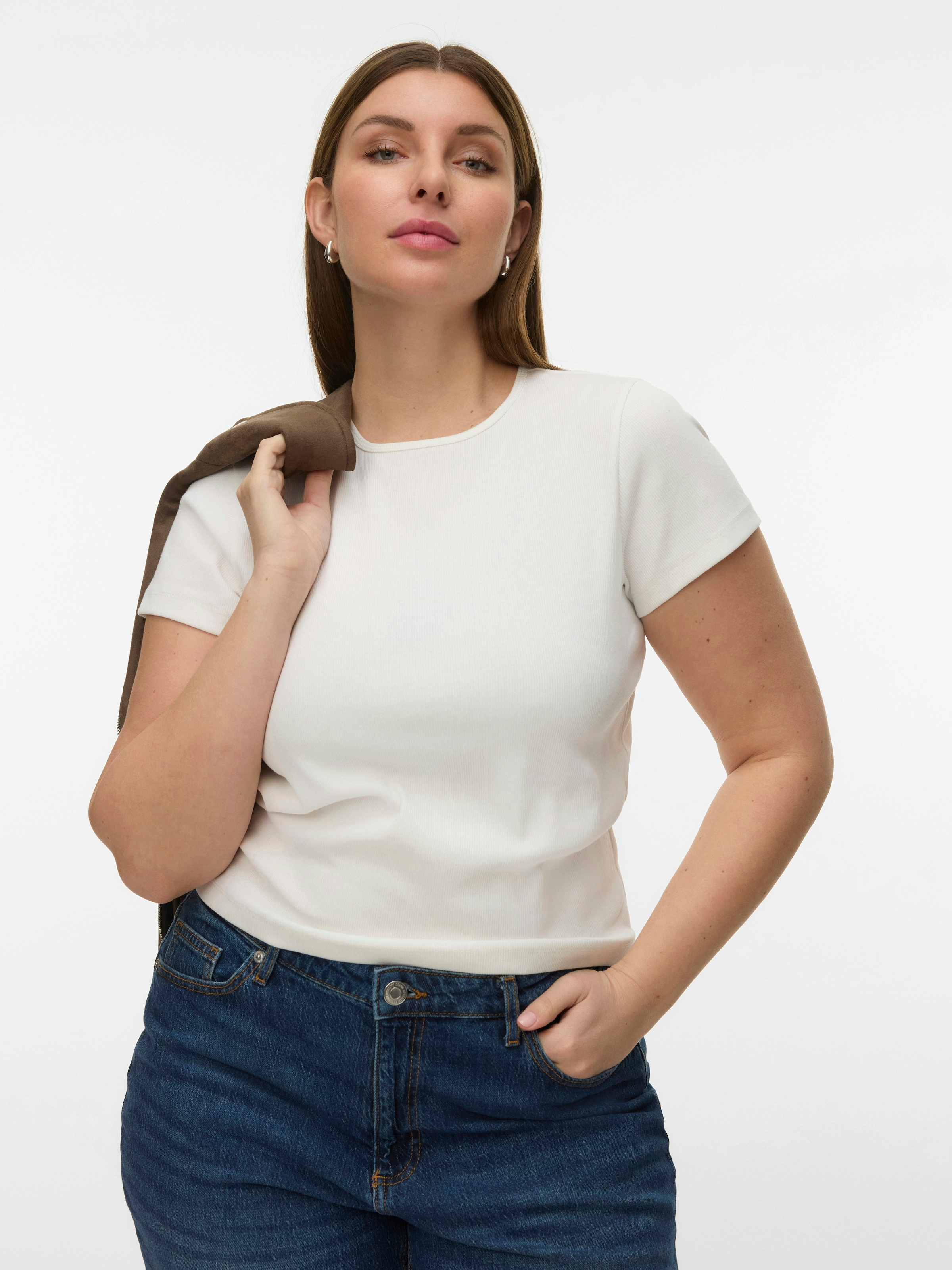 Image of Vero Moda Curve T-Shirt "VMCHLOE SS SHORT TOP GA JRS NOOS CUR" Baumwollmischung