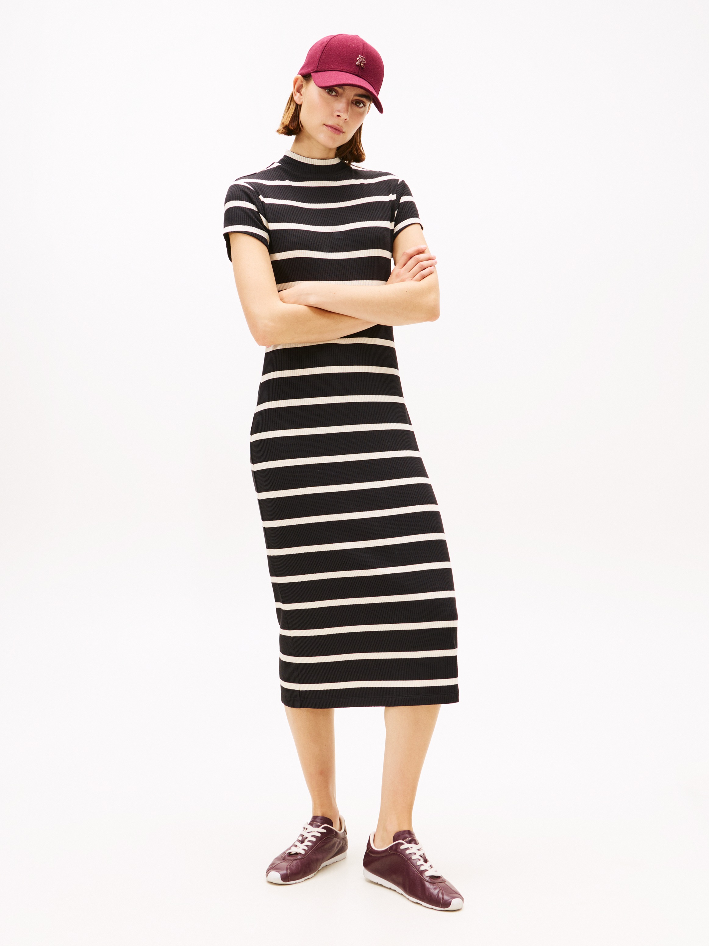 Image of Tommy Hilfiger Jerseykleid "SLIM 5X2 RIB MOCK-NK SS DRS" in gerippter Struktur
