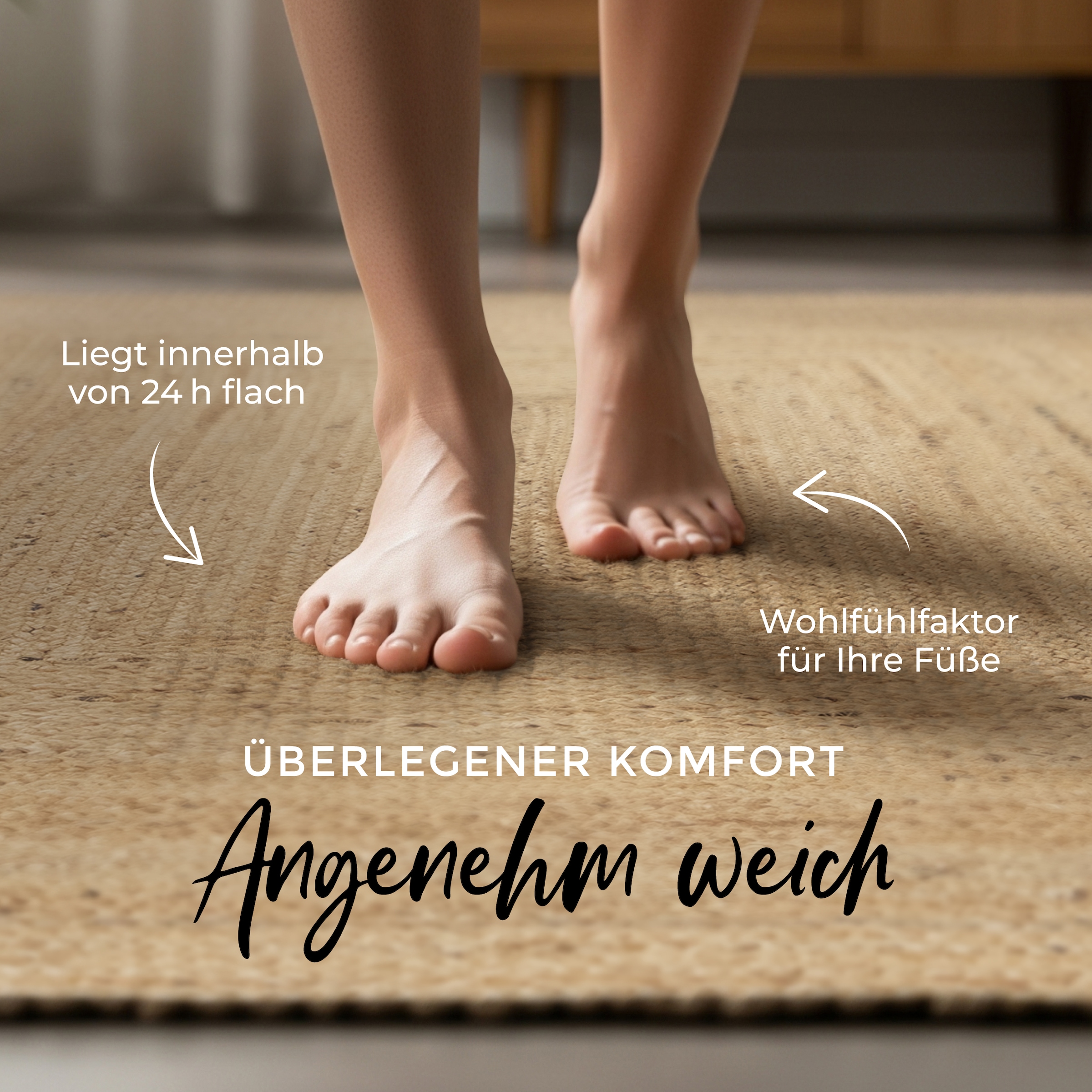 carpetfine Teppich »Nele Juteteppich Naturfaser« rechteckig 6 mm Höhe geflochtener Wendeteppich aus 100% Jute, quadratisch und als Läufer