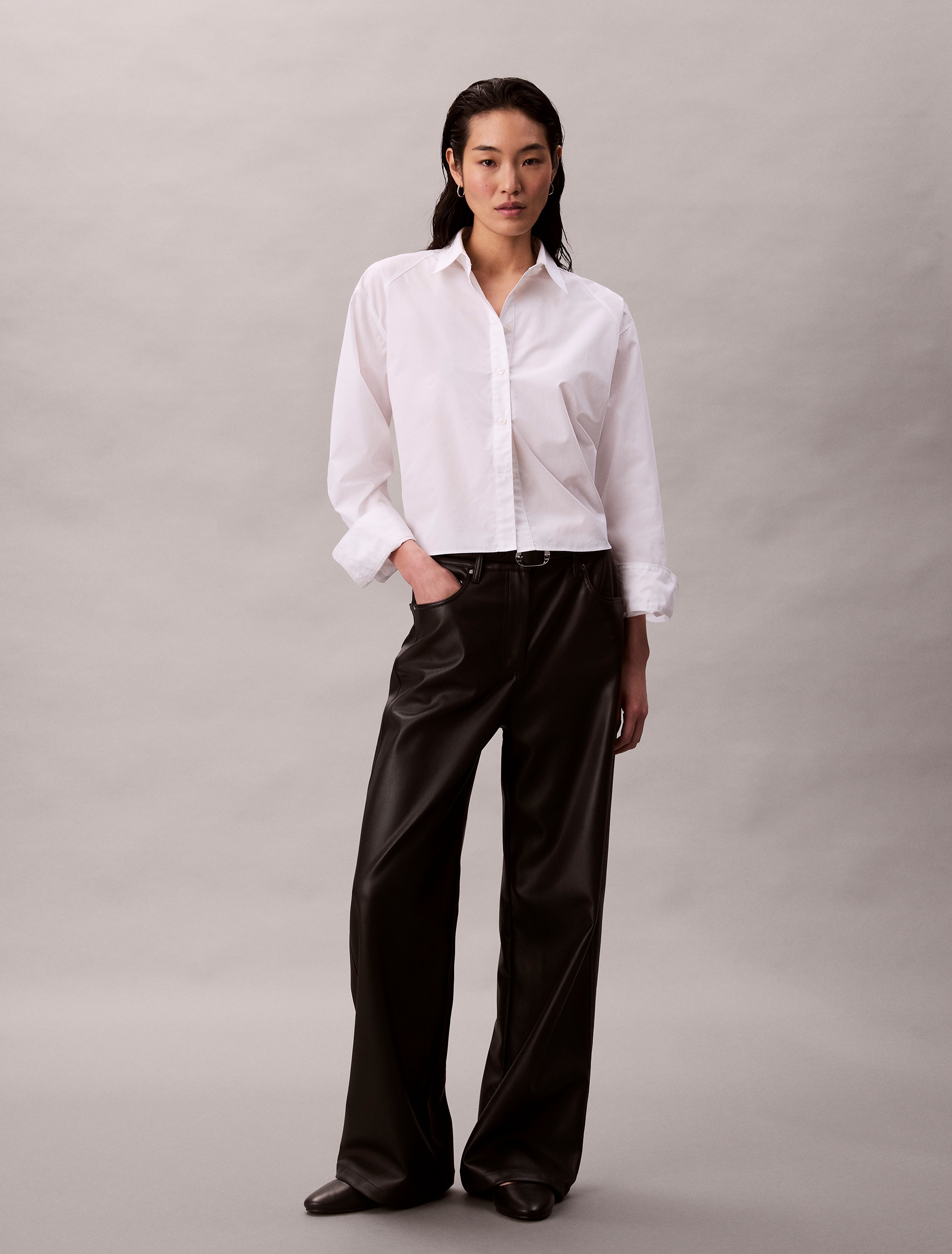 Image of Calvin Klein Jeans Lederimitathose "FAUX LEATHER 5PKT PANT" Regular fit