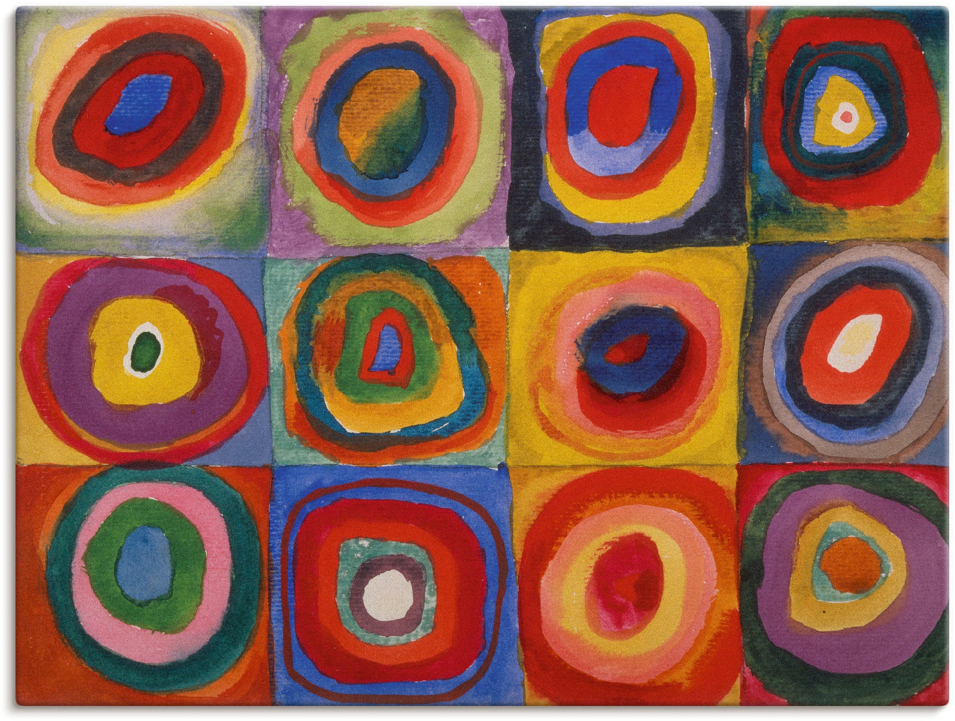 Image of Artland Leinwandbild "Quadrate und konzentrische Ringe. 1913" Muster 1 Stk. tlg. auf Holzrahmen gespannt