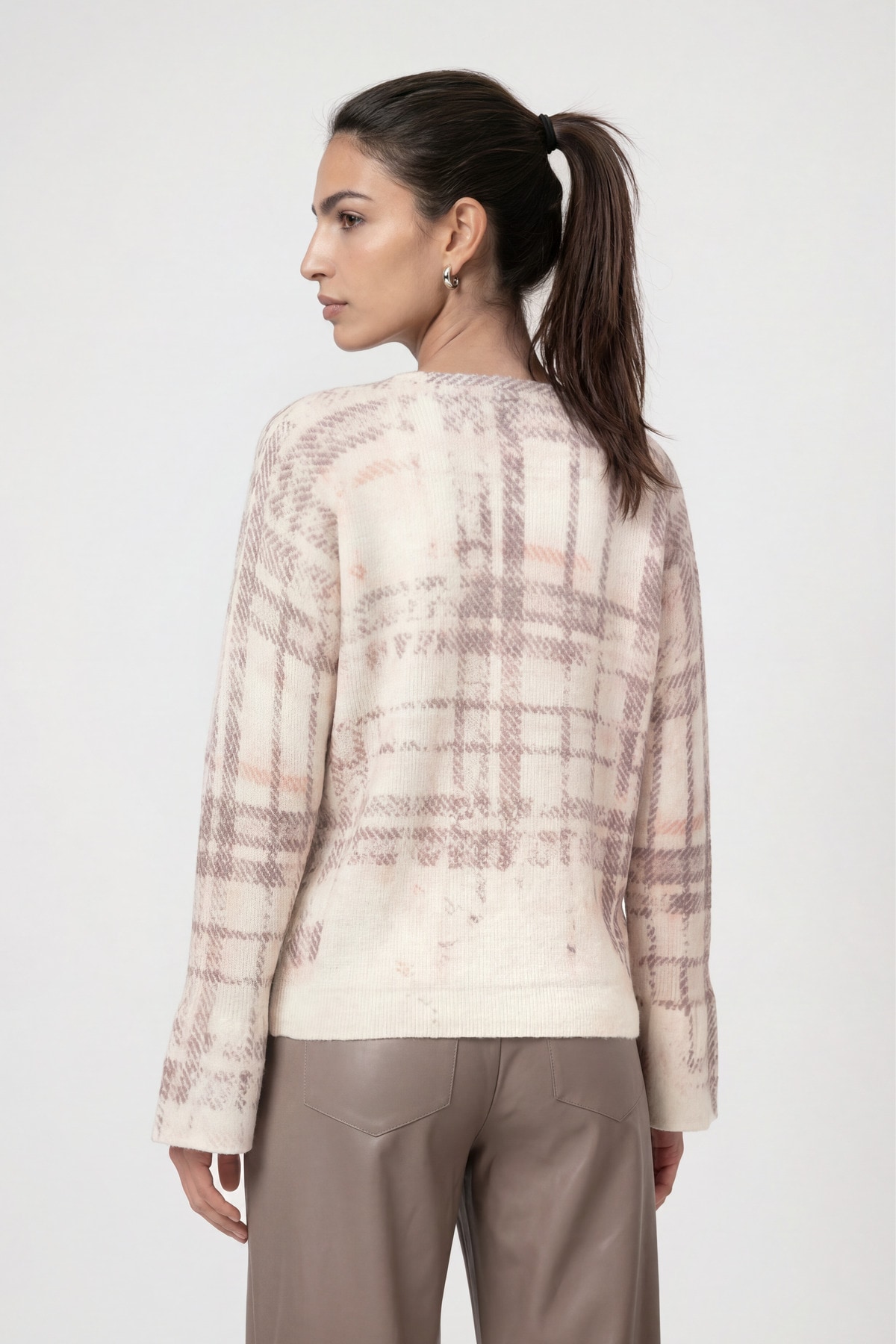 Monari Pull à col rond »Pullover Karodruck« Coupe régulière avec col rond