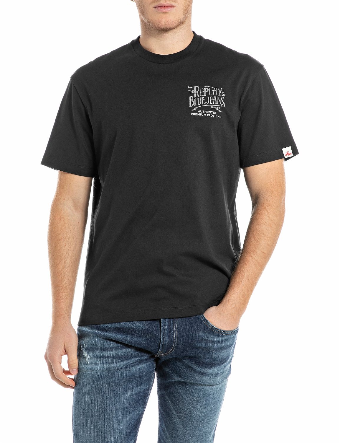 Image of Replay T-Shirt mit Marken-Print auf der Brust