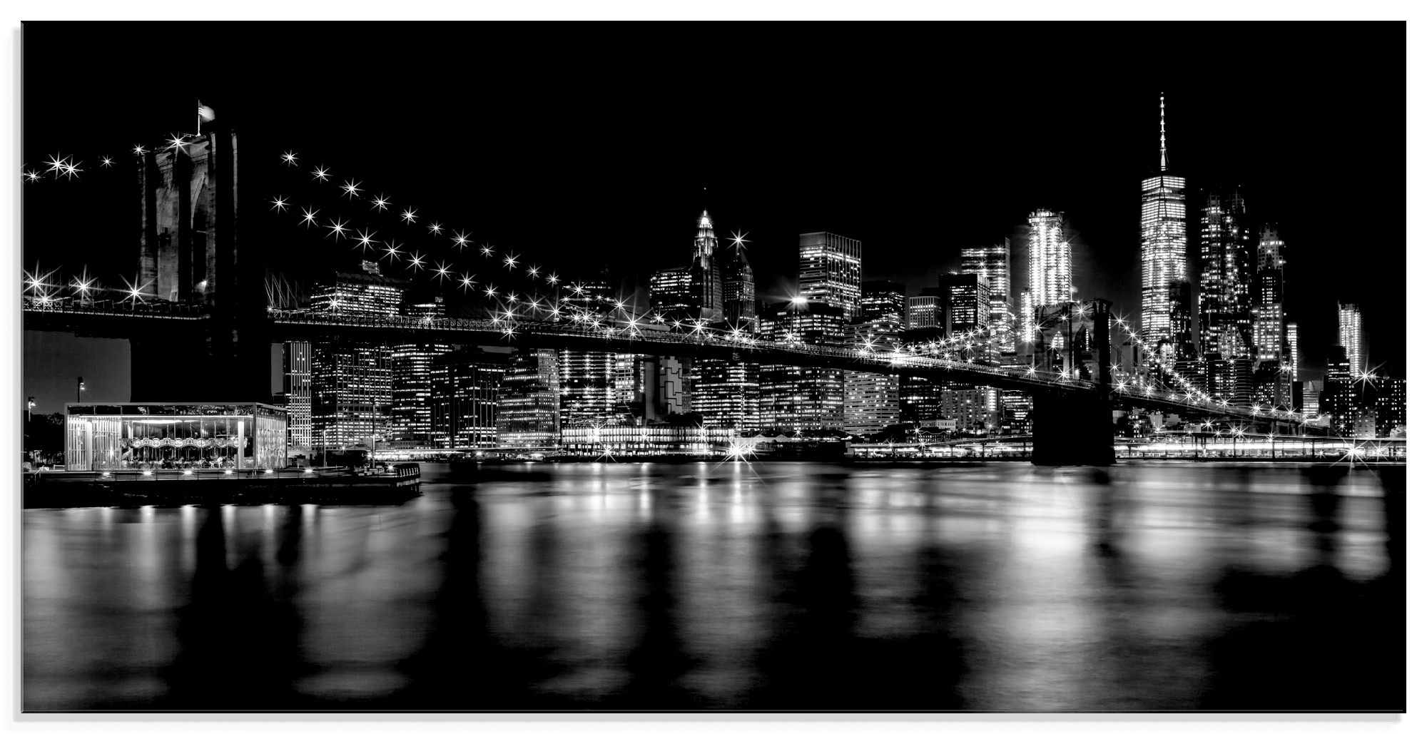 Image of Artland Glasbild "Manhattan Skyline & Brroklyn Bridge I" Amerika 1 Stk. tlg. in verschiedenen Grössen