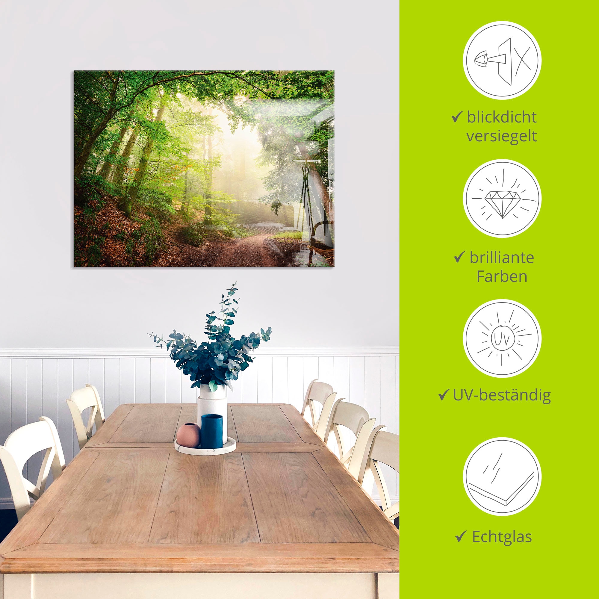Artland Glasbild »Natürliche Torbögen durch Bäume«, Wald, (1 St.), in verschiedenen Grössen