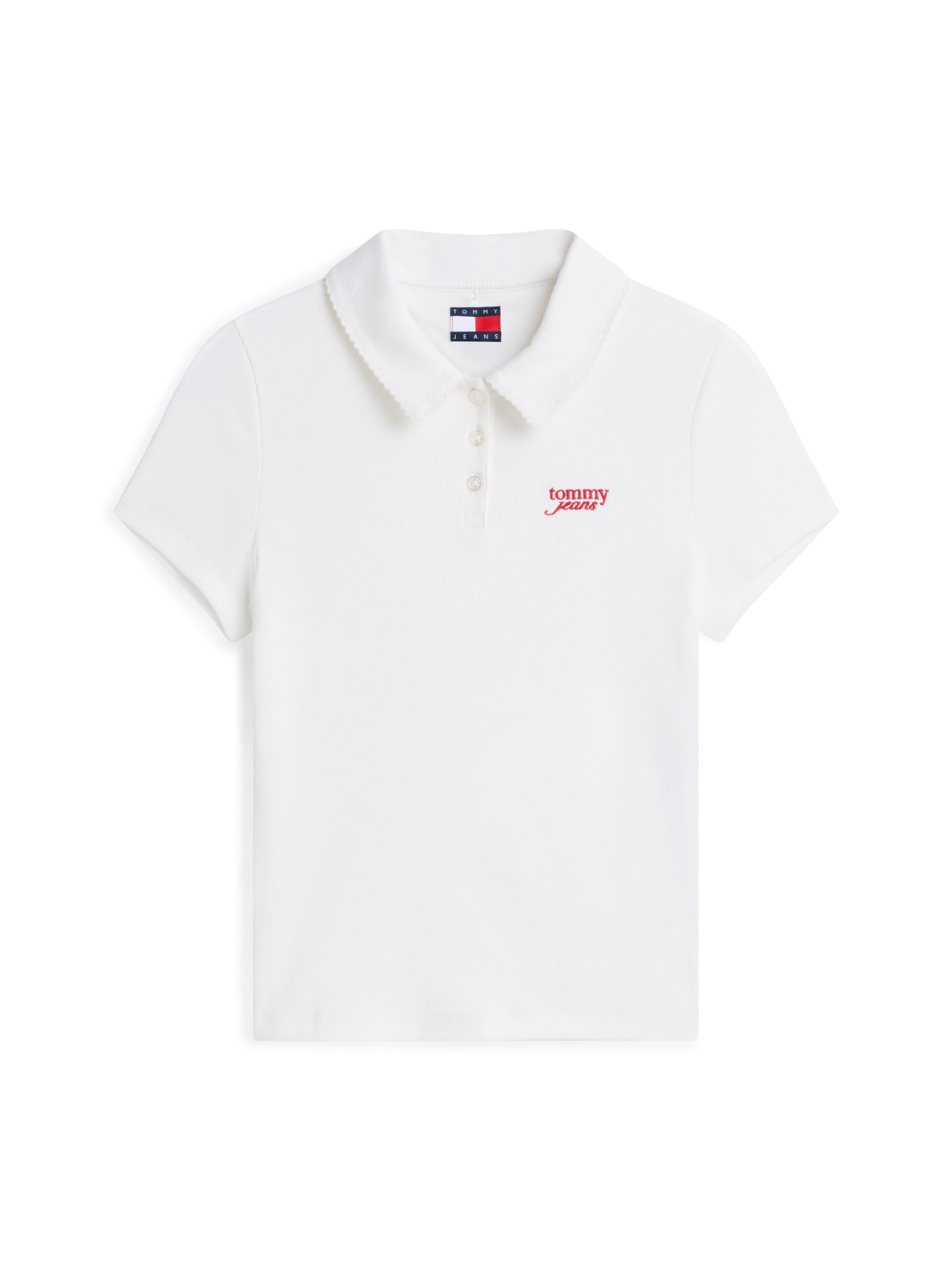 Tommy Jeans Poloshirt »TJW SLIM RIB SCRIPT POLO« Baumwollmischung, slim fit, figurbetont, in gerippter Struktur