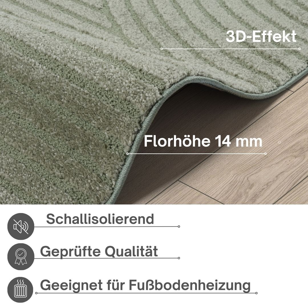 GOODproduct Designteppich »Eliaan 3D Optik/Hoch-Tief Effekt« rechteckig 14 mm Höhe hohe Flordichte und angenehm weich, Teppich Wohnzimmer Boho Design