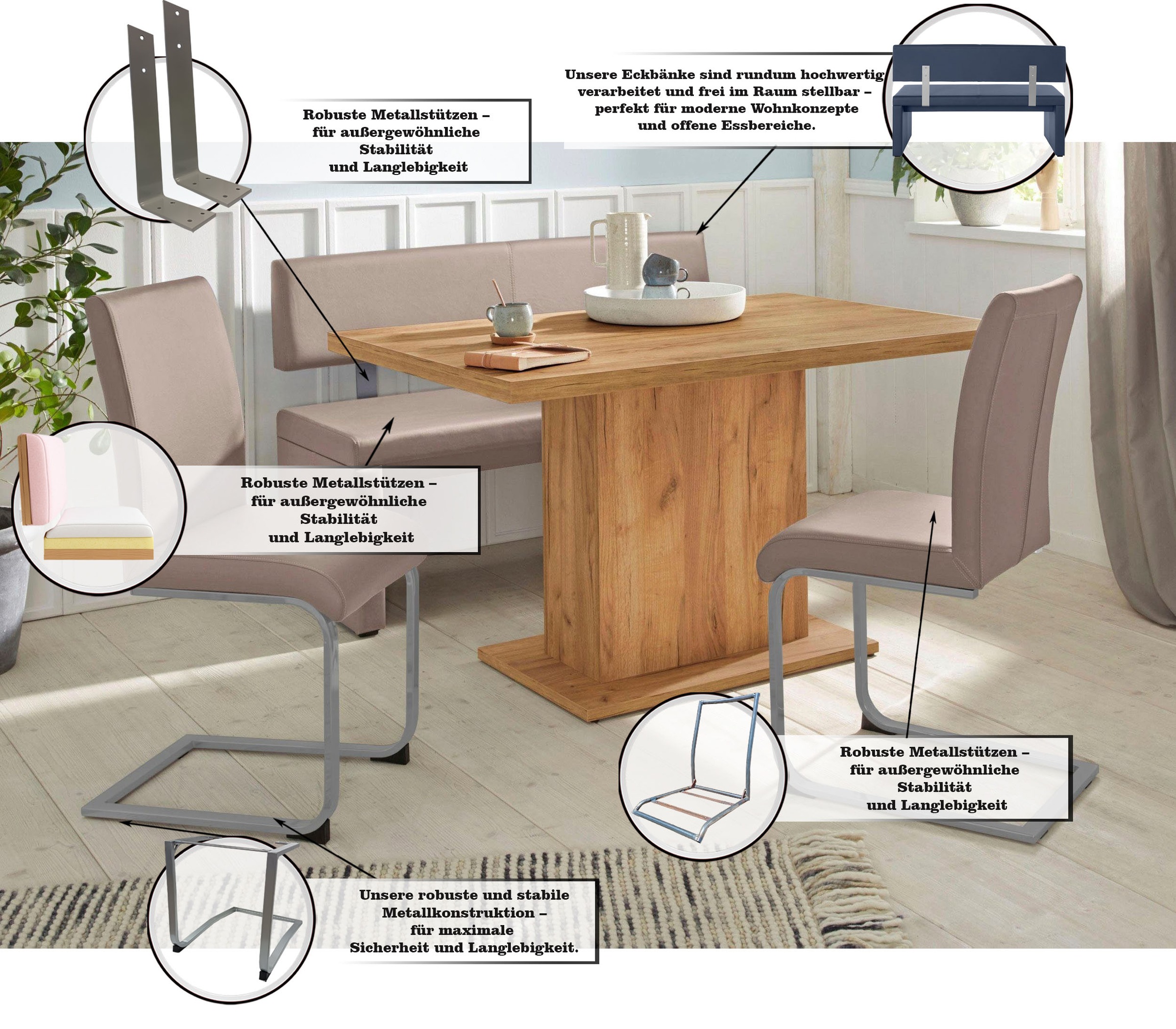 GOODproduct Banc »Charissa« mit Lehne, Breite 140, 160 oder 180 cm