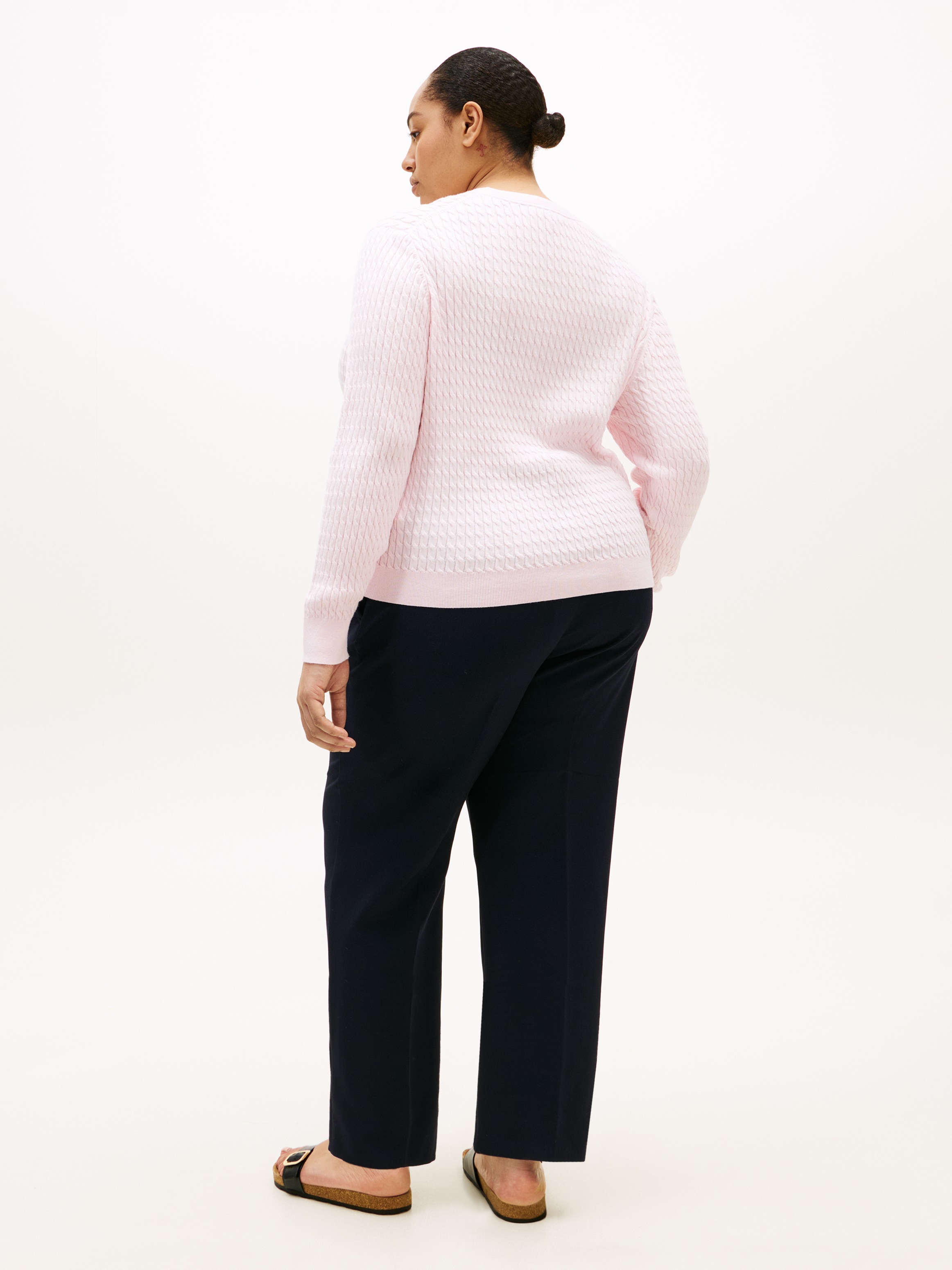 Tommy Hilfiger Curve Pull à col rond »CRV CO CABLE FINE GG CNK SWEATER« in grossen Grössen, mit Zopfmuster