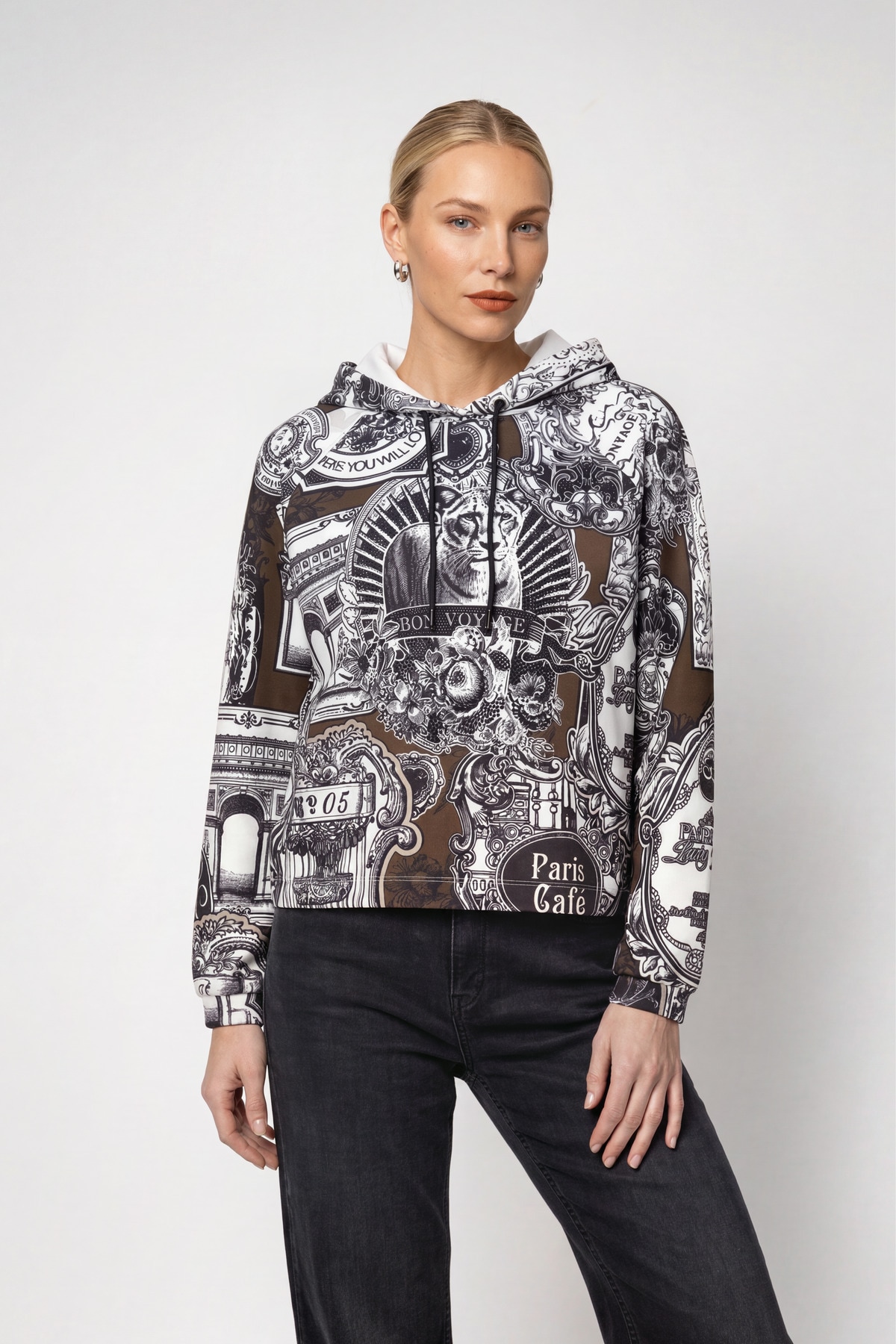 Image of Monari Sweatshirt "Sweatshirt Emblem allover", Regular fit mit Kapuze