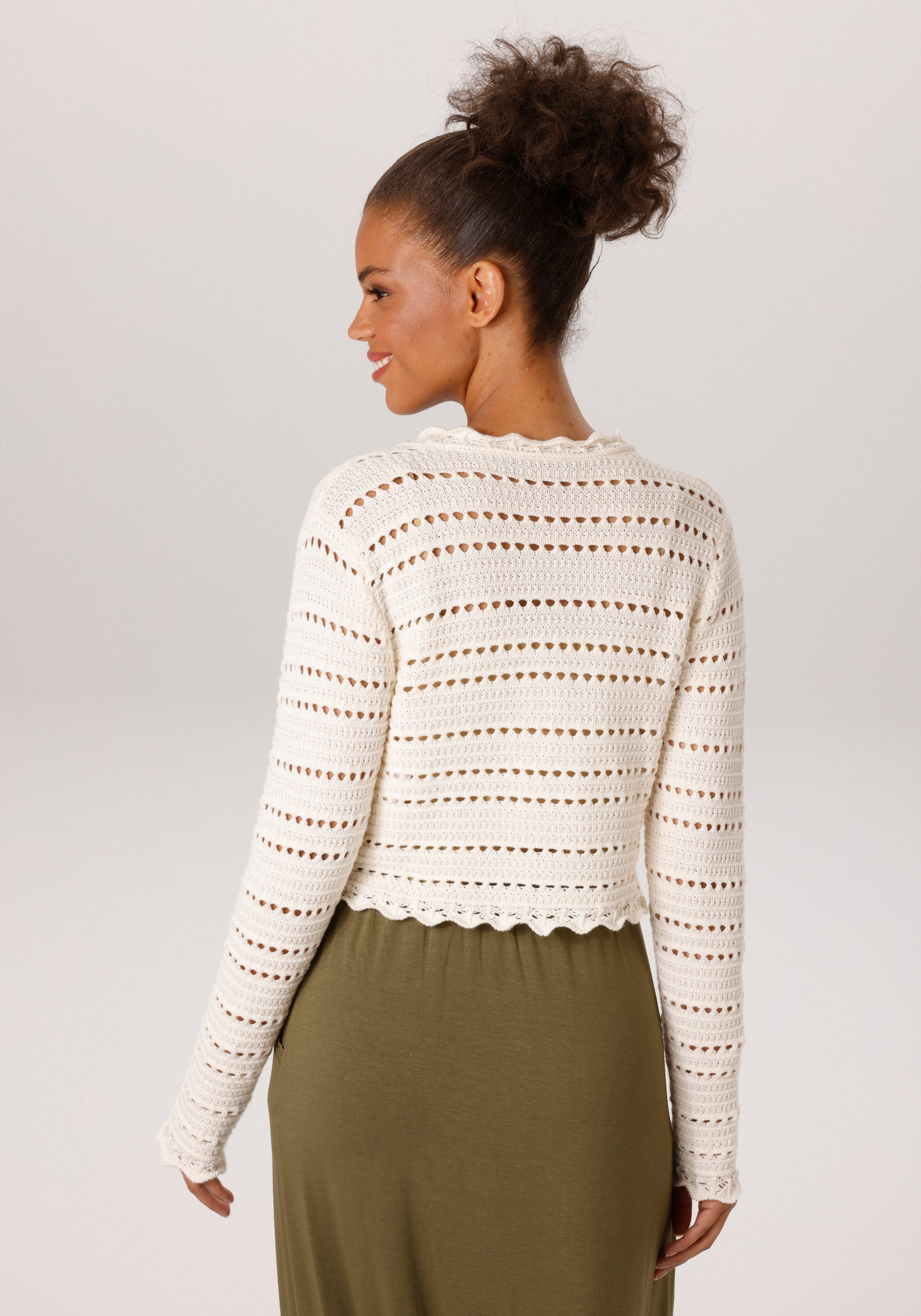 Aniston CASUAL Veste en tricot im trendigen Ajour-Muster-Mix - NEUE KOLLEKTION