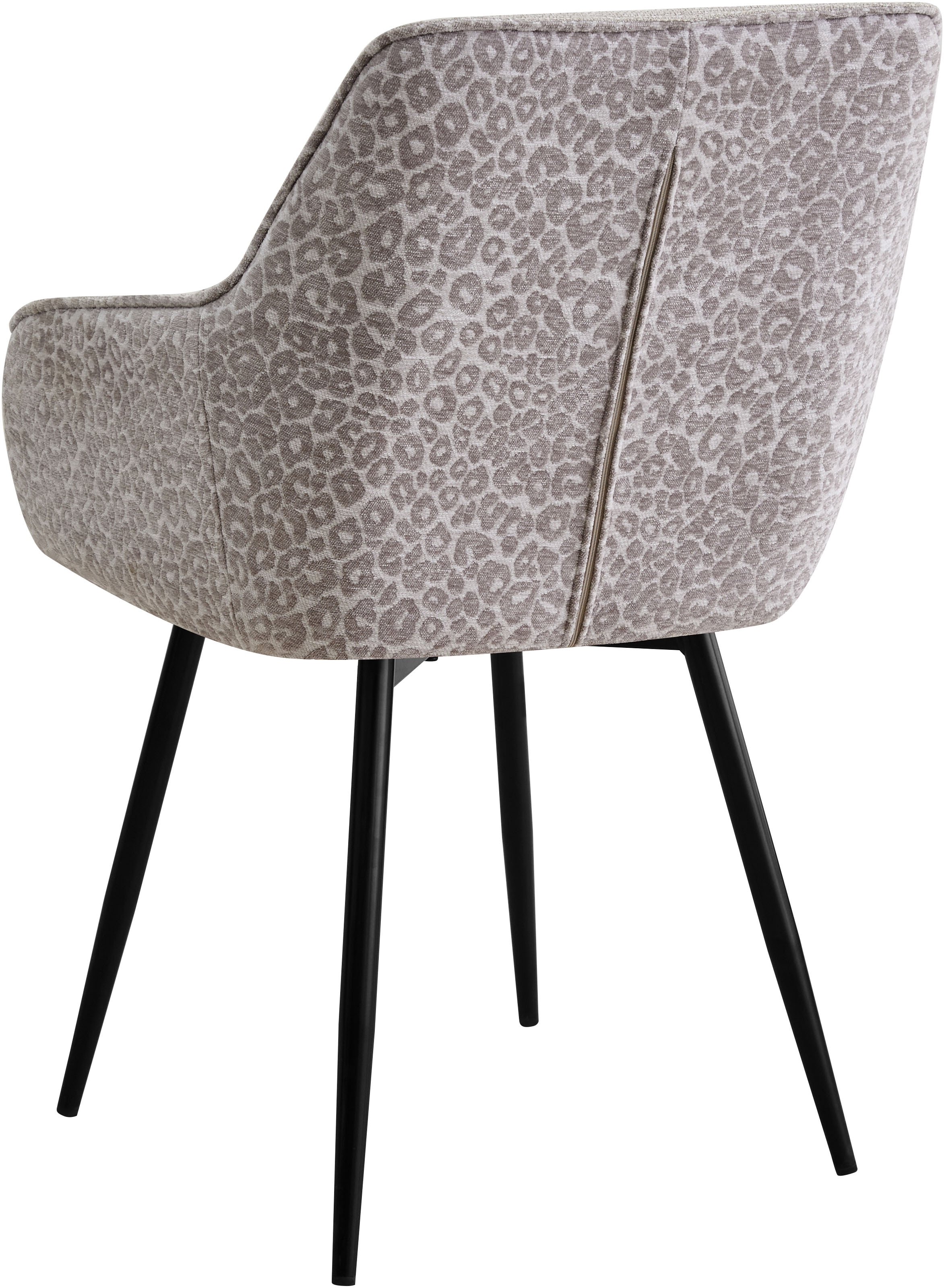 GOODproduct Chaise de salle à manger »Lincoln, 2er-Set, 360° Drehfunktion« (Ensemble) 2 cuismoderner Stuhl mit Leopardenlook, Webstoff und 360°-Drehfunktion