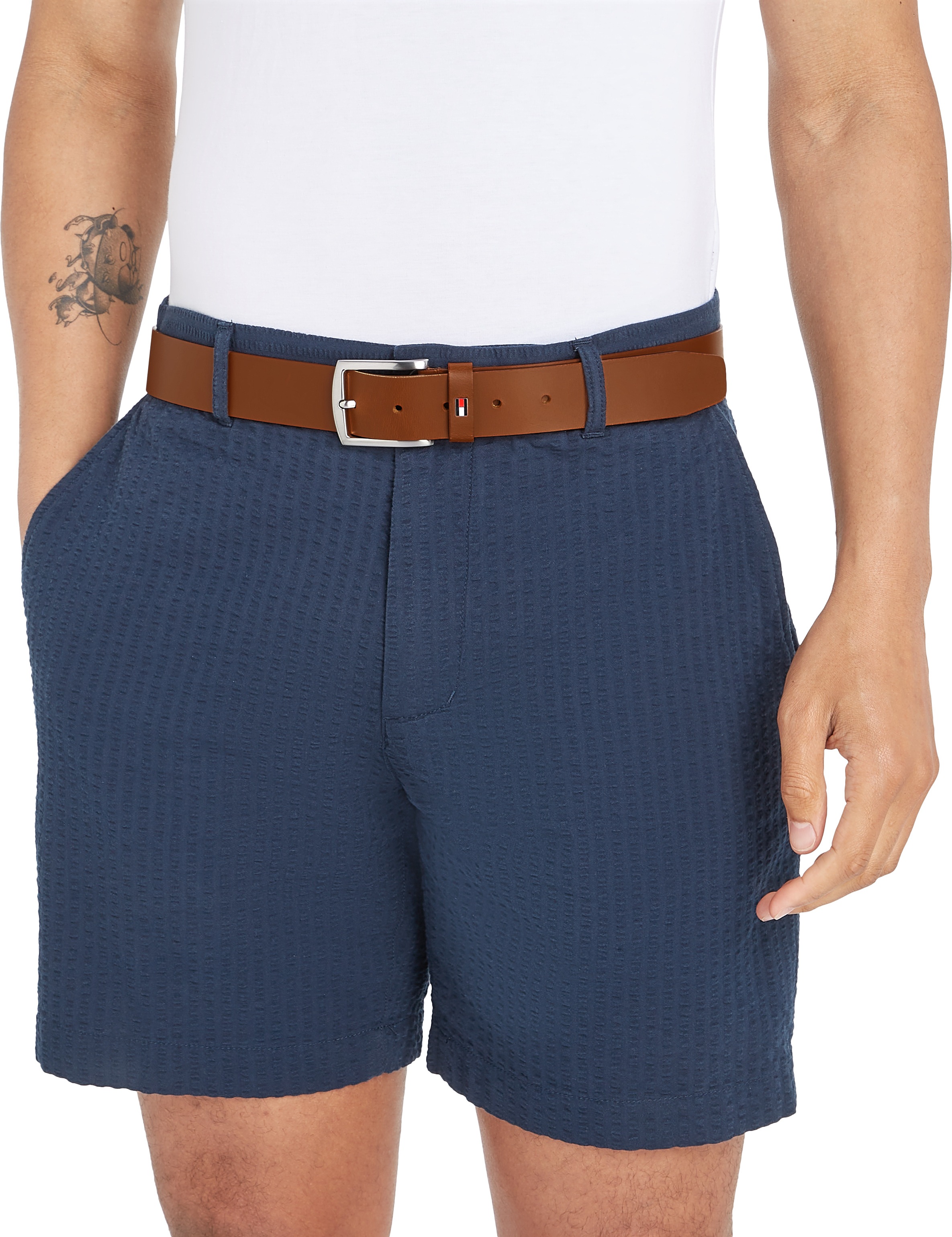 Tommy Hilfiger Ledergürtel »DENTON 3.5 EXT« Einfachdornschliesse, Metalllogo