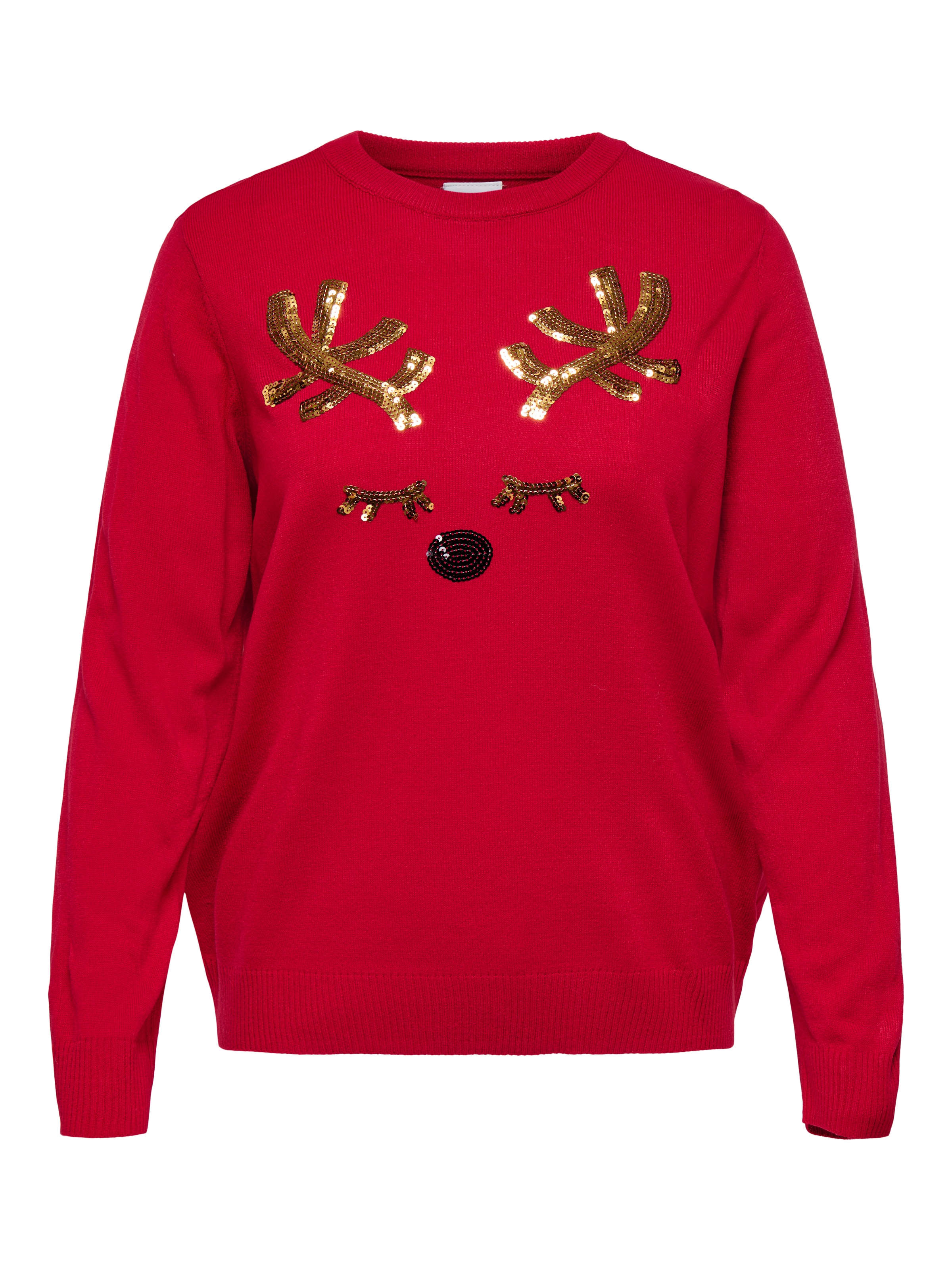 Image of ONLY CARMAKOMA Weihnachtspullover "CARXMAS SHINE LS ONECK KNT" Ugly Sweater