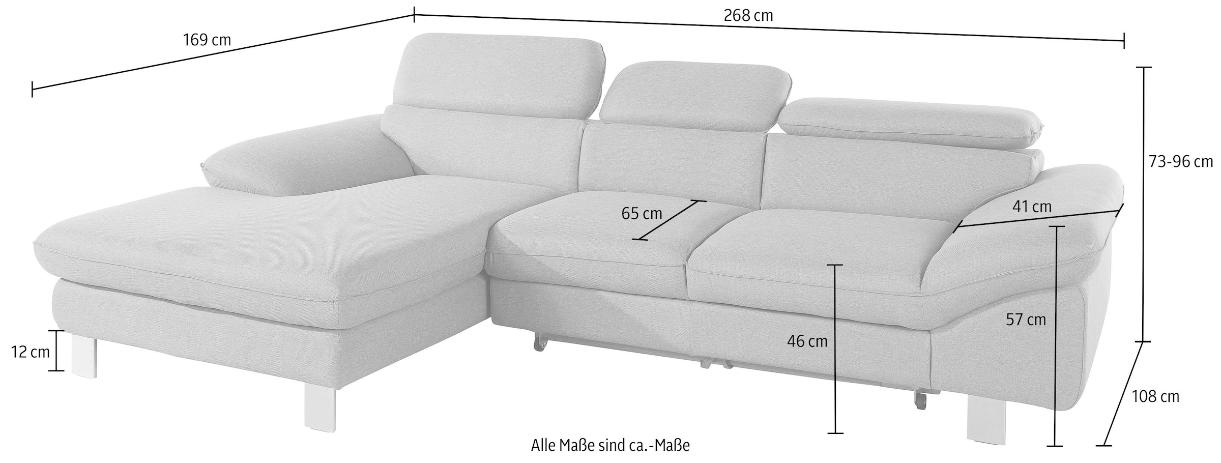 COTTA Ecksofa »Driver L-Form«, mit Kopfteilverstellung, wahlweise mit Bettfunktion