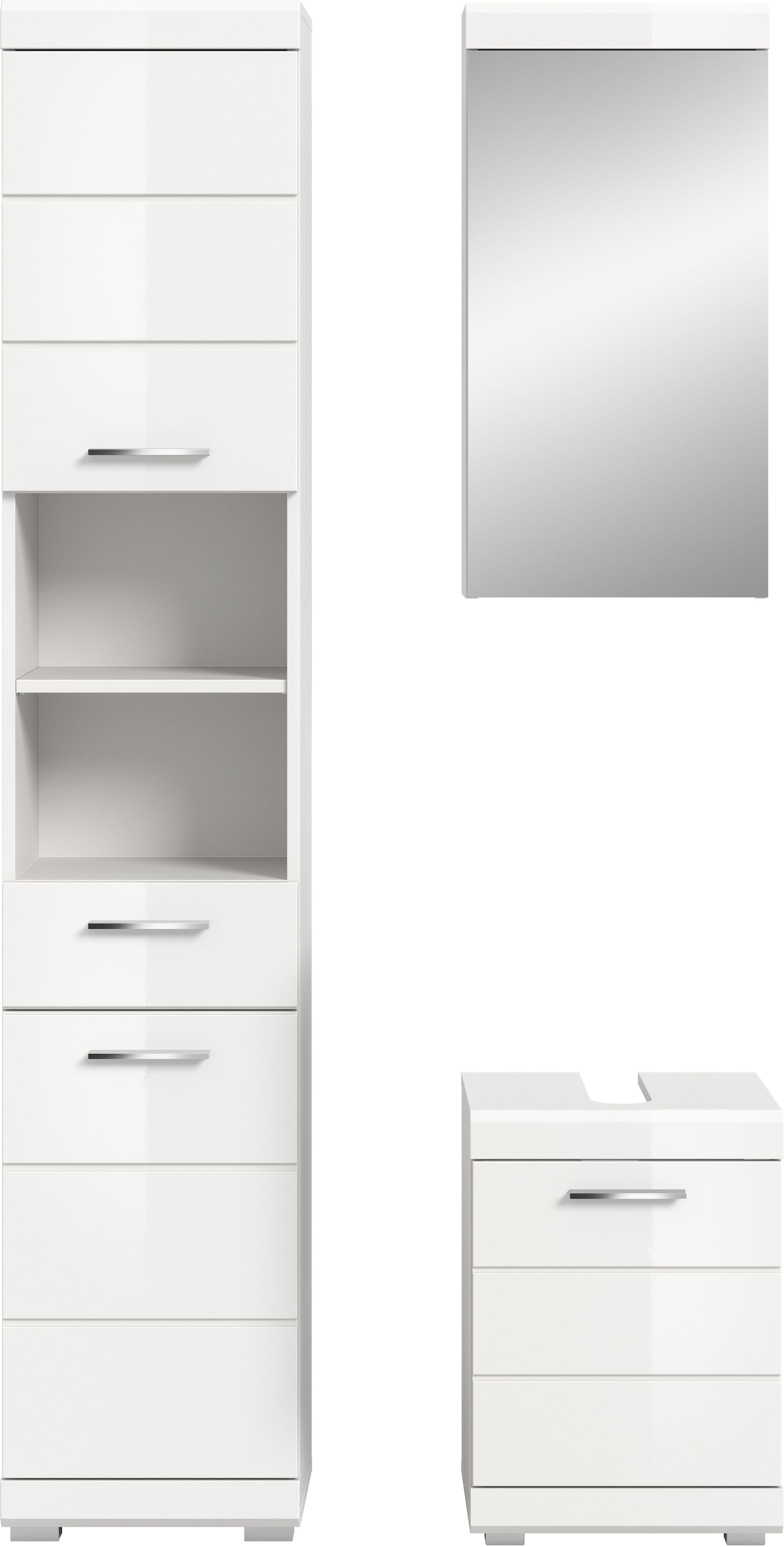 welltime Ensemble de meubles de salle de bain »SIENA, 3-tlg., Waschbeckenunterschrank, Spiegelschrank & Hochschrank«