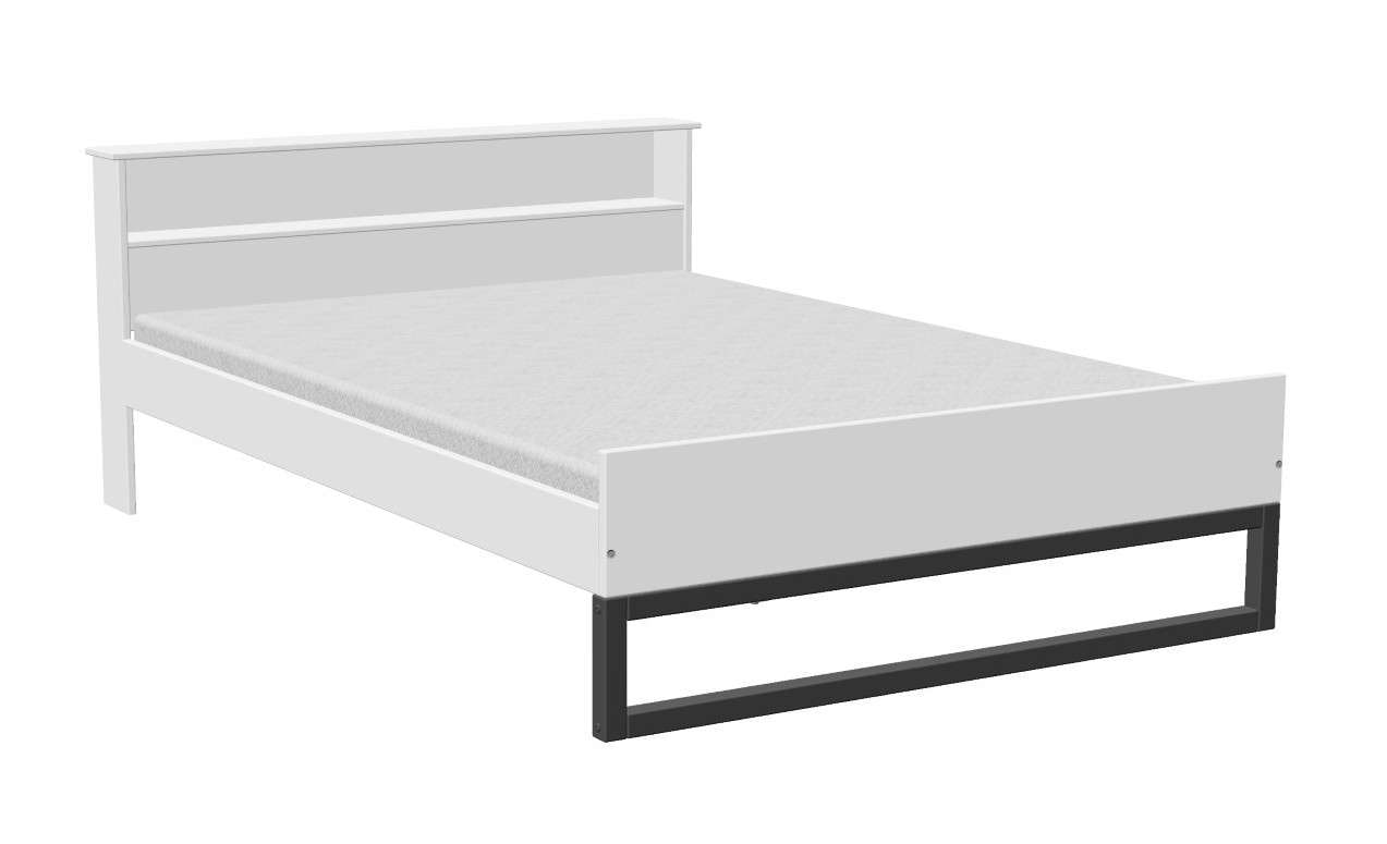 GOODproduct Massivholzbett »Pannor, Industrial Design, mit Regal, Lattenrost inklusive« Liegefläche Breite 140 oder 180cm,  Kufengestell, bis 200 kg belastbar, FSC-zertifiziert, Made in EU