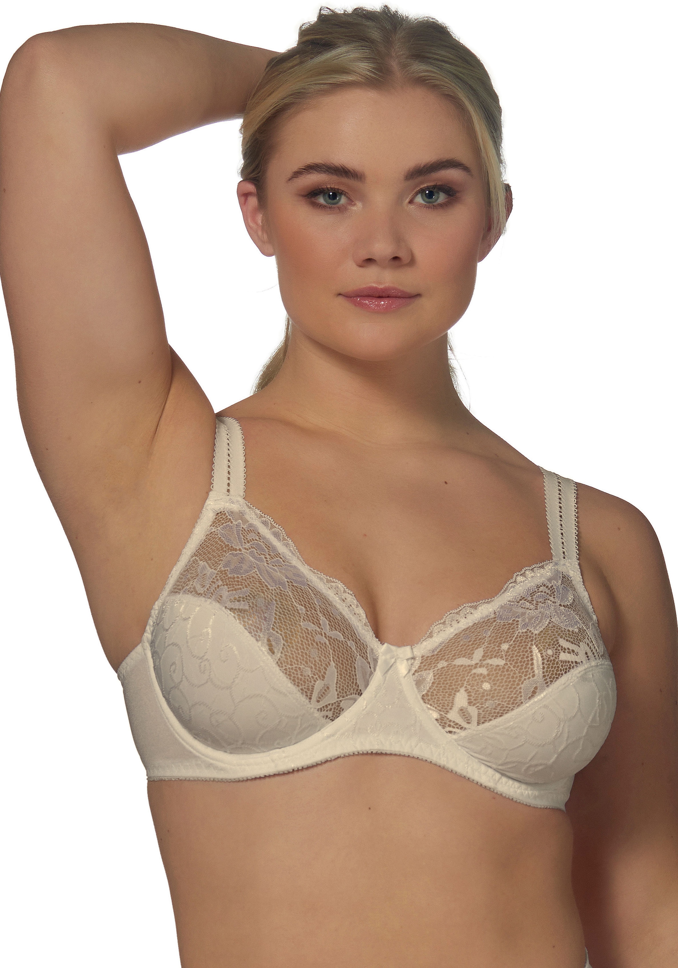 Image of Elbrina Bügel-BH "EMBROIDERY" breite Träger, ohne Schale, mit Bügel, mit Spitze, feminin