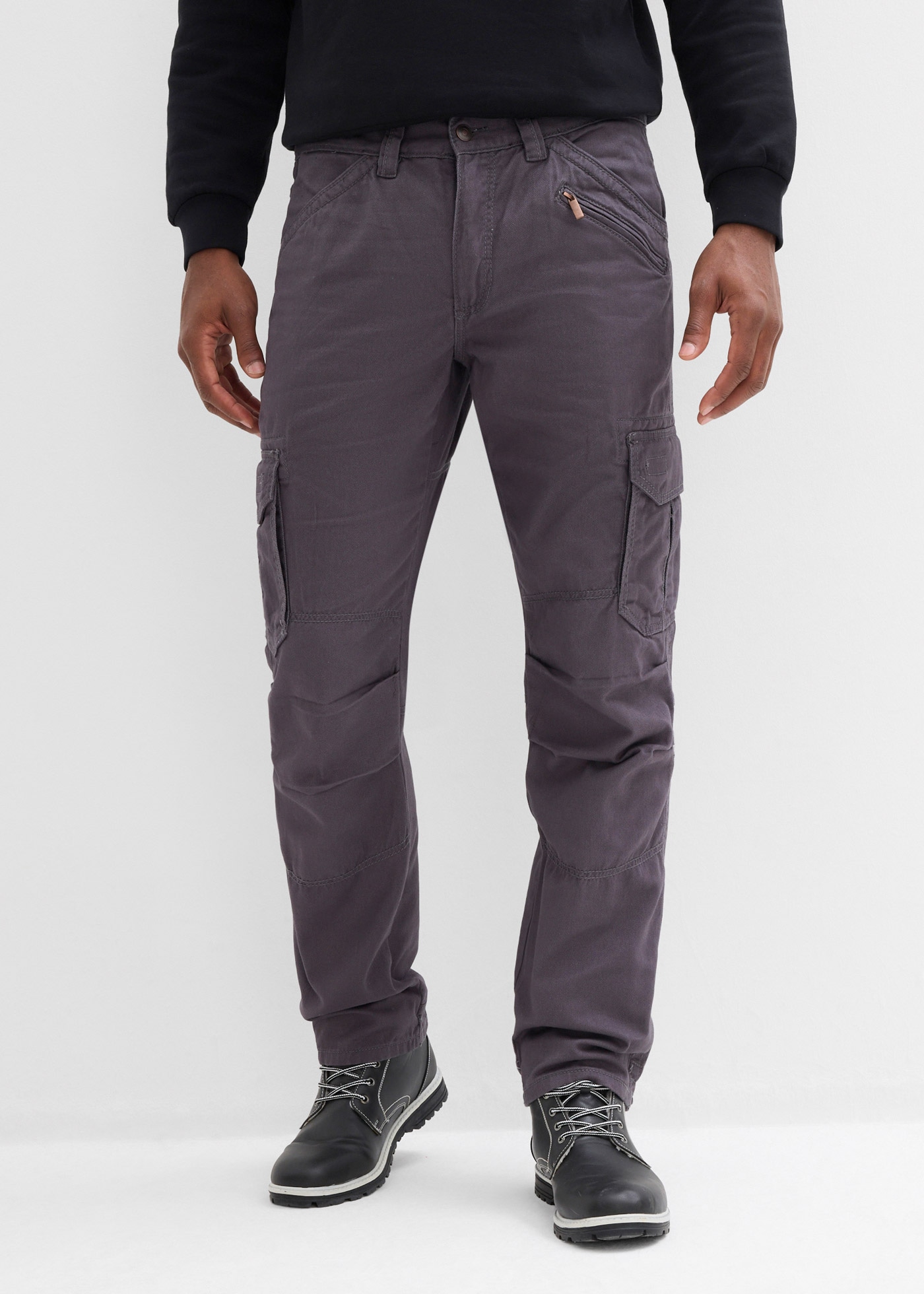 Image of bonprix Cargohose aus Baumwolle, mit Reissverschlussdetail, relaxed fit Passform